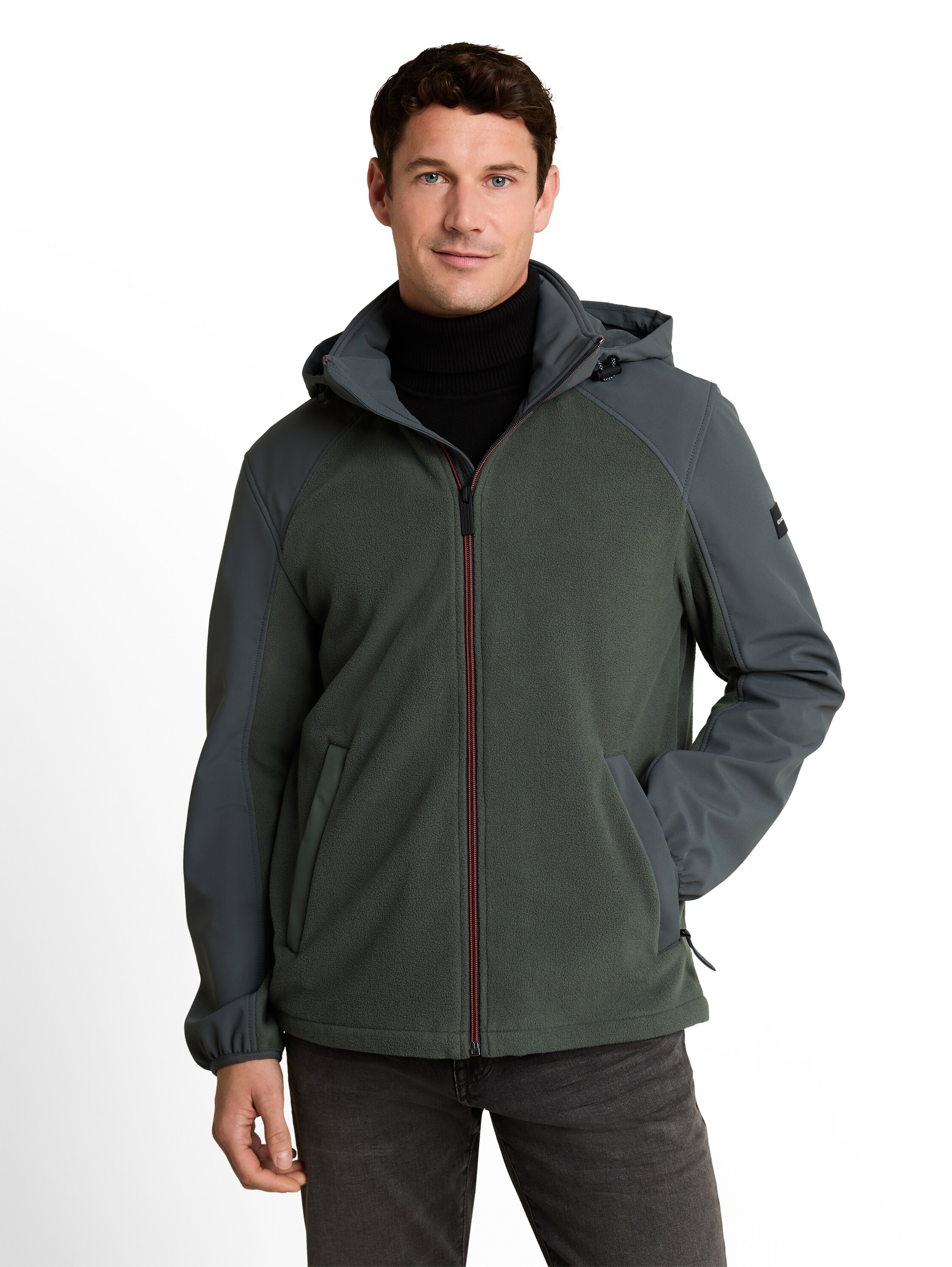 TOM TAILOR Softshelljacke mit Kapuze mit Fleece-Einsatz und Kapuze