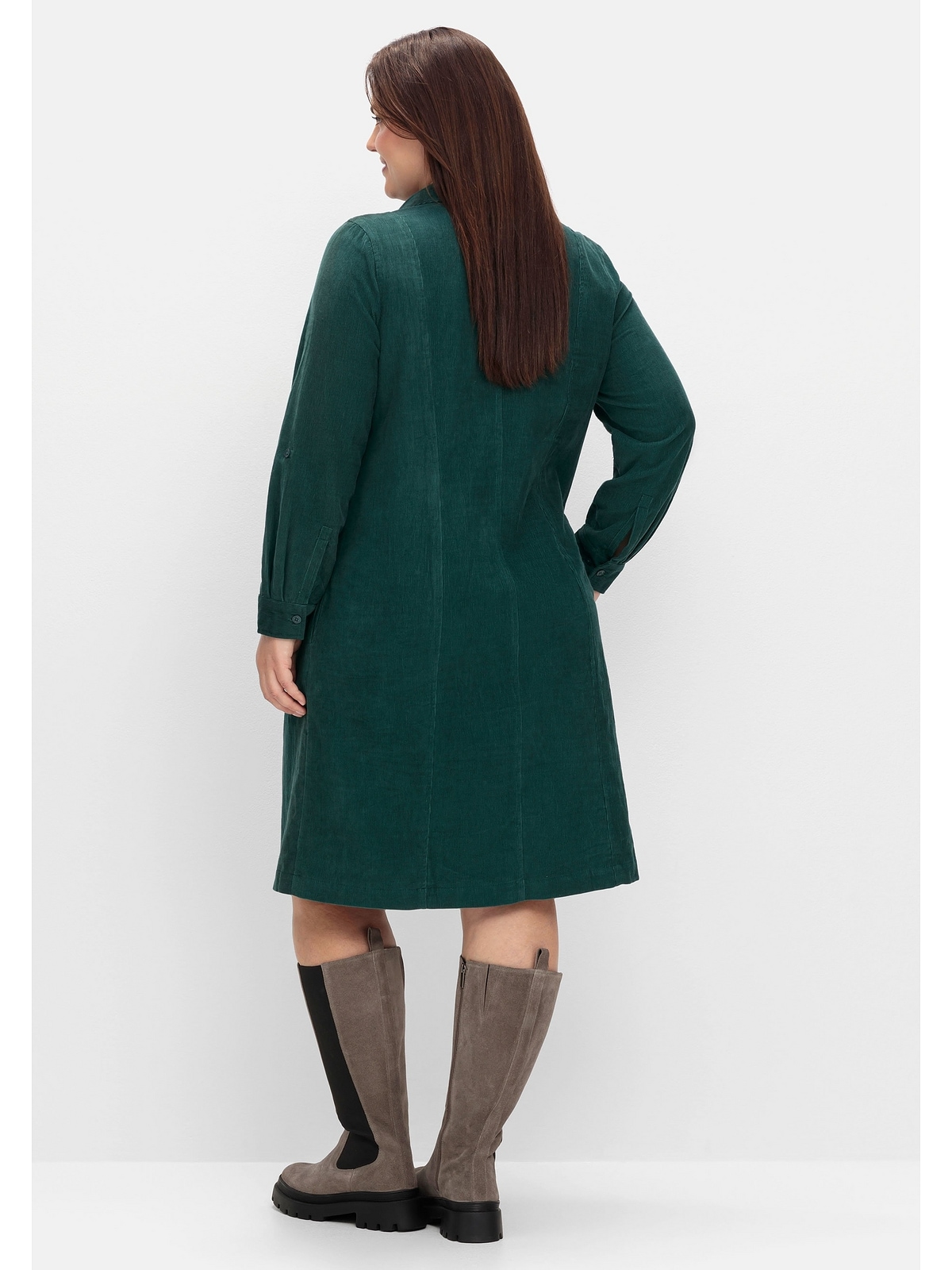 Sheego Blusenkleid »Große Größen«, aus weichem Cord, mit Krempelarm