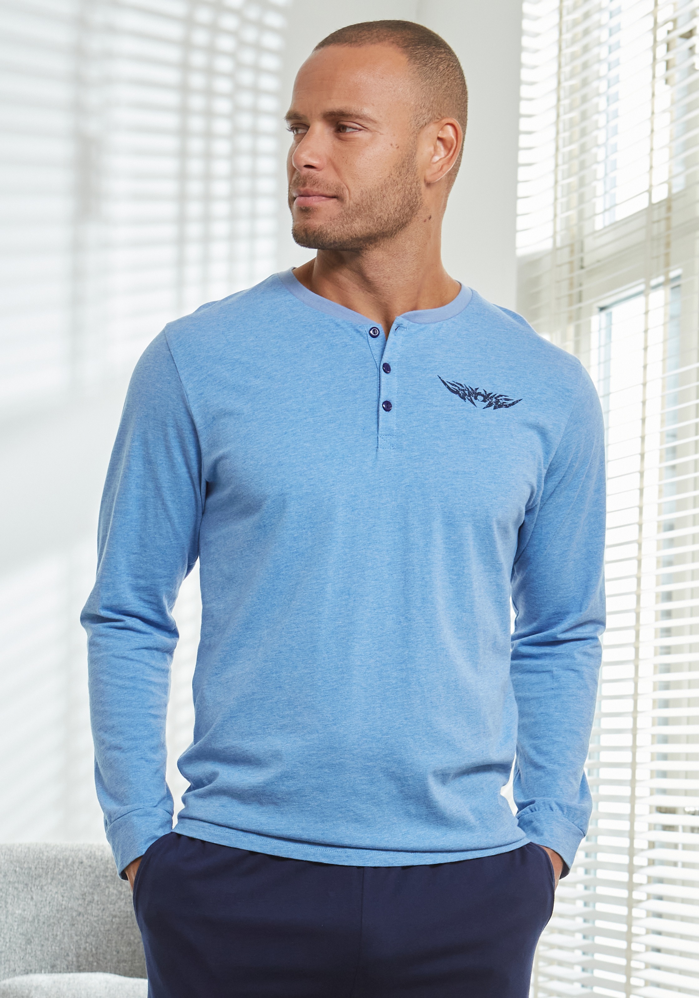 AUTHENTIC LE JOGGER Pyjama "Schlafanzug für Herren", 2 Stk. mit Knopfleiste günstig online kaufen