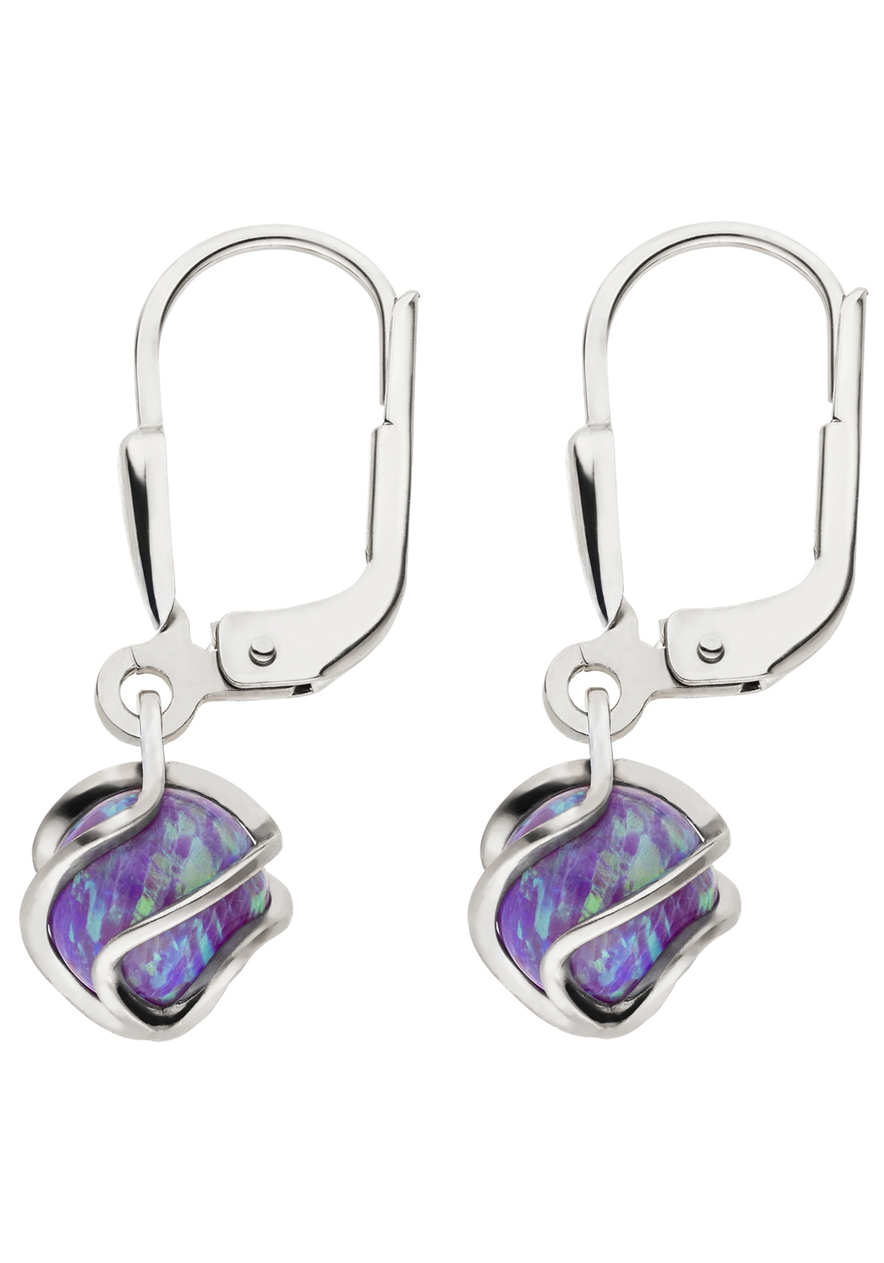 Paar Ohrhänger JOBO "Ohrringe 23 mm", blau, blau, Ohrringe, Damen, Silber 925 (Sterlingsilber), 925 Silber mit Opal 2