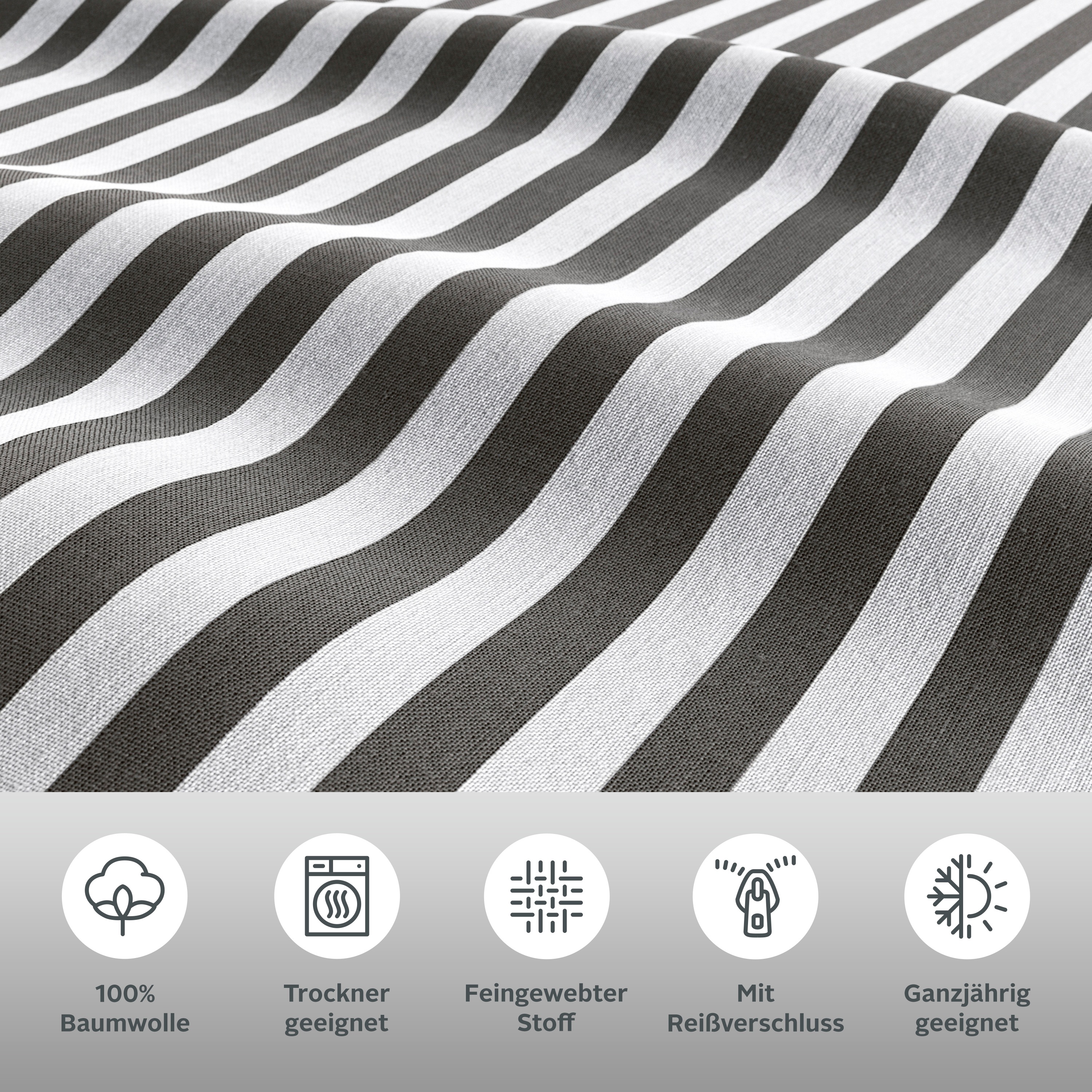 Thumbnail - LeGer Home by Lena Gercke Bettwäsche "Linnea" 2 tlg. aus 100% Baumwolle, Streifendesign