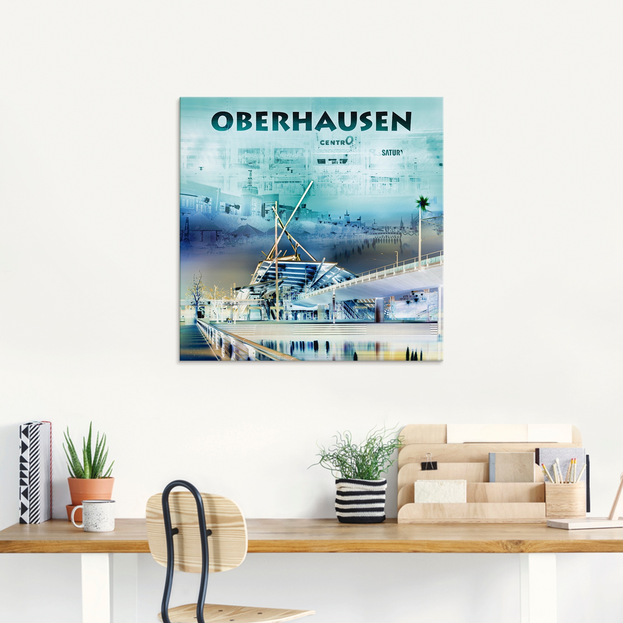 Artland Glasbild »Oberhausen Skyline Abstrakte Collage«, Deutschland, (1 St.), in verschiedenen Größen