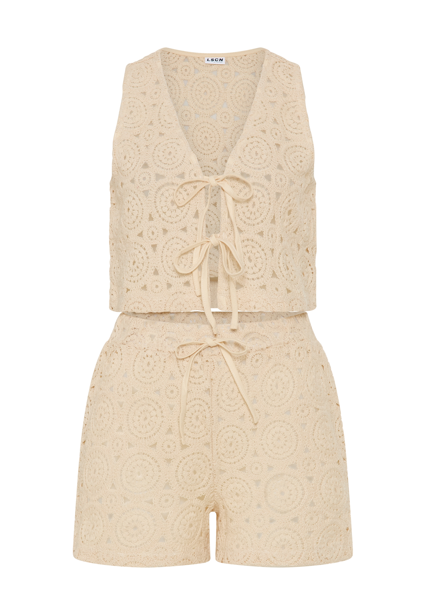 LSCN by LASCANA Spitzentop Set, mit Shorts, 2
