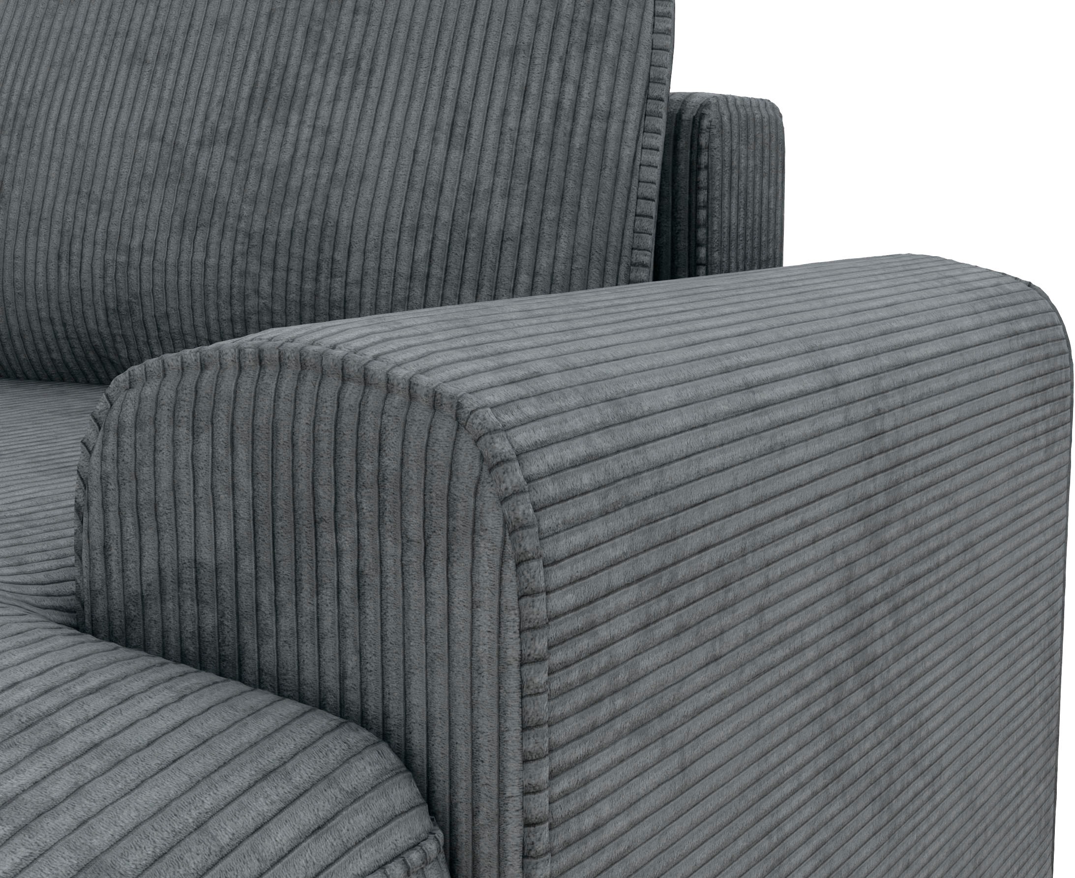 TRENDMANUFAKTUR Ecksofa »Fordon, Schlafsofa mit Bettkasten, Couch in L-Form, Breite 250 cm«, in Cordstoff HYPER, dunkelgrau, Recamiere links
