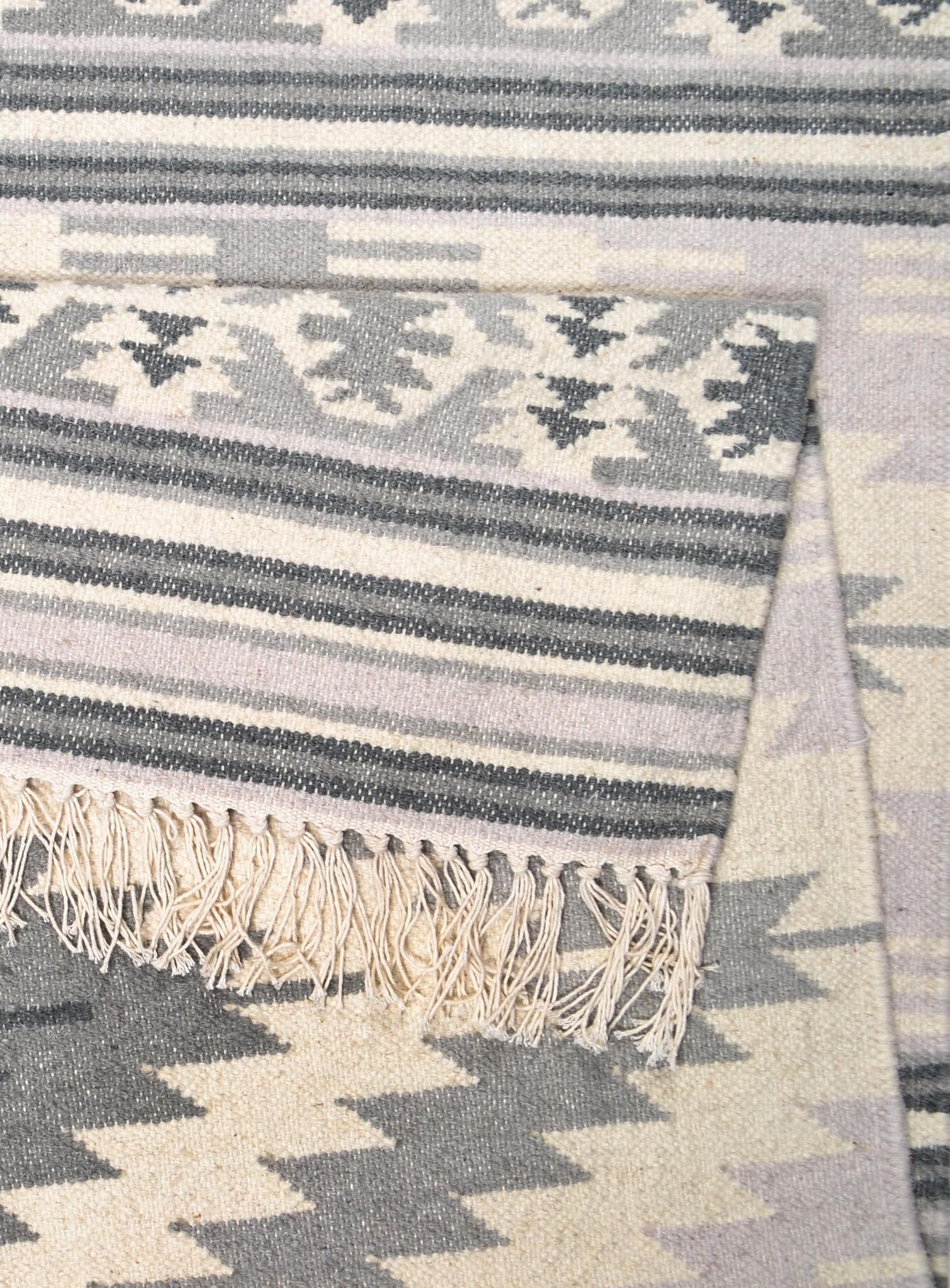 TOM TAILOR HOME Wollteppich »Kelim Colors I«, rechteckig, 5 mm Höhe, reine Wolle, robust und strapazierfähig, mit Fransen, Boho-Style