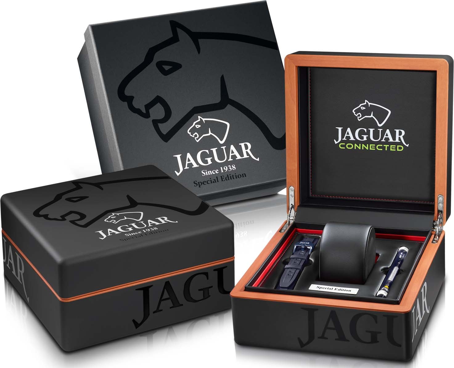 Jaguar Chronograph »Connected, J960/1«, (Set, 3 tlg., mit Wechselband und Werkzeug), Armbanduhr, Quarzuhr, Herrenuhr, Saphirglas, Stoppfunktion
