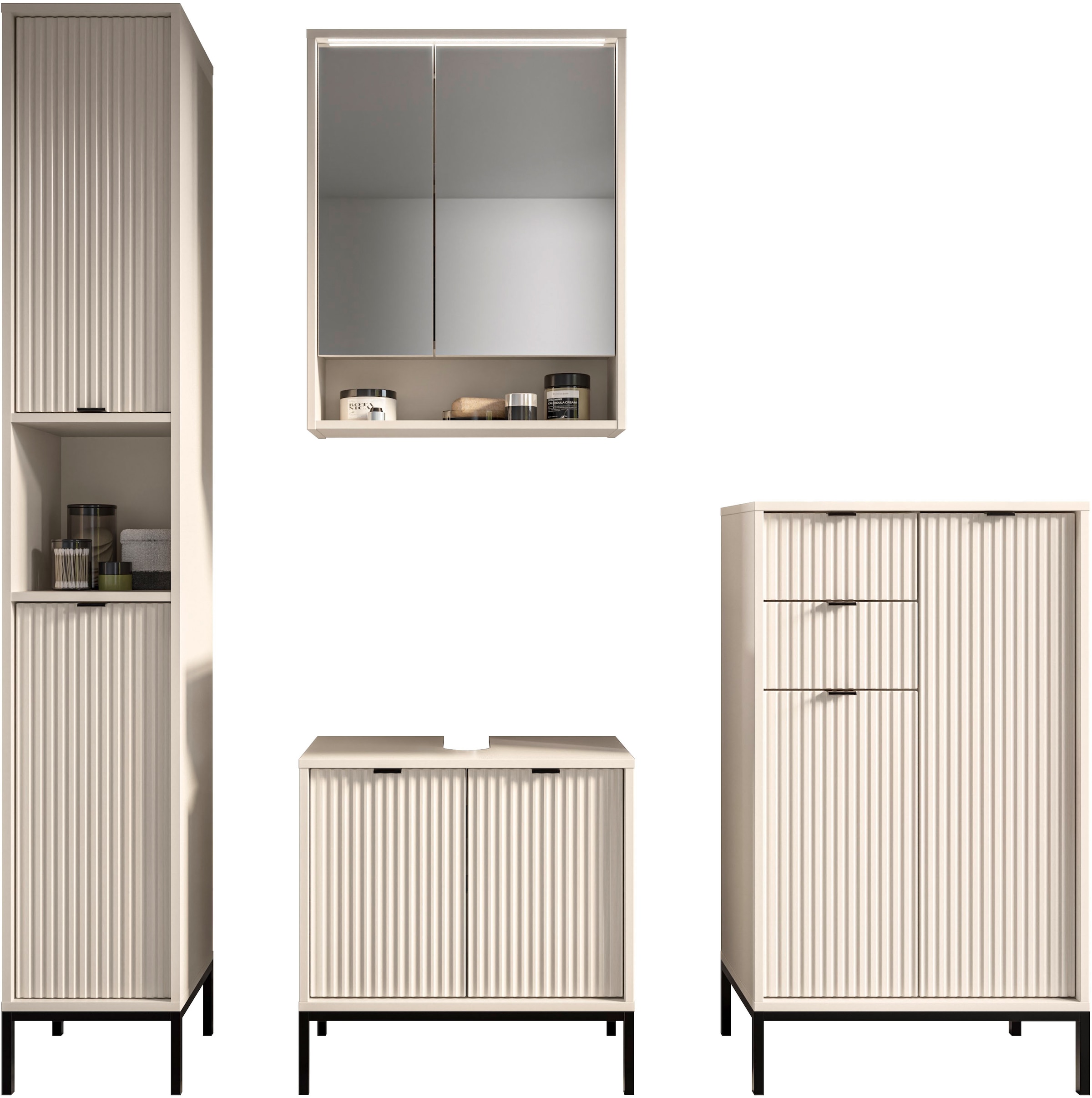 BASIC by Balculina Spiegelschrank »Lucera Spiegelschrank, Badezimmerschrank BxHxT 60x75x20« 1 Stk. tlg. Breite 60 cm, Tür L/R montierbar, LED-Beleuchtung