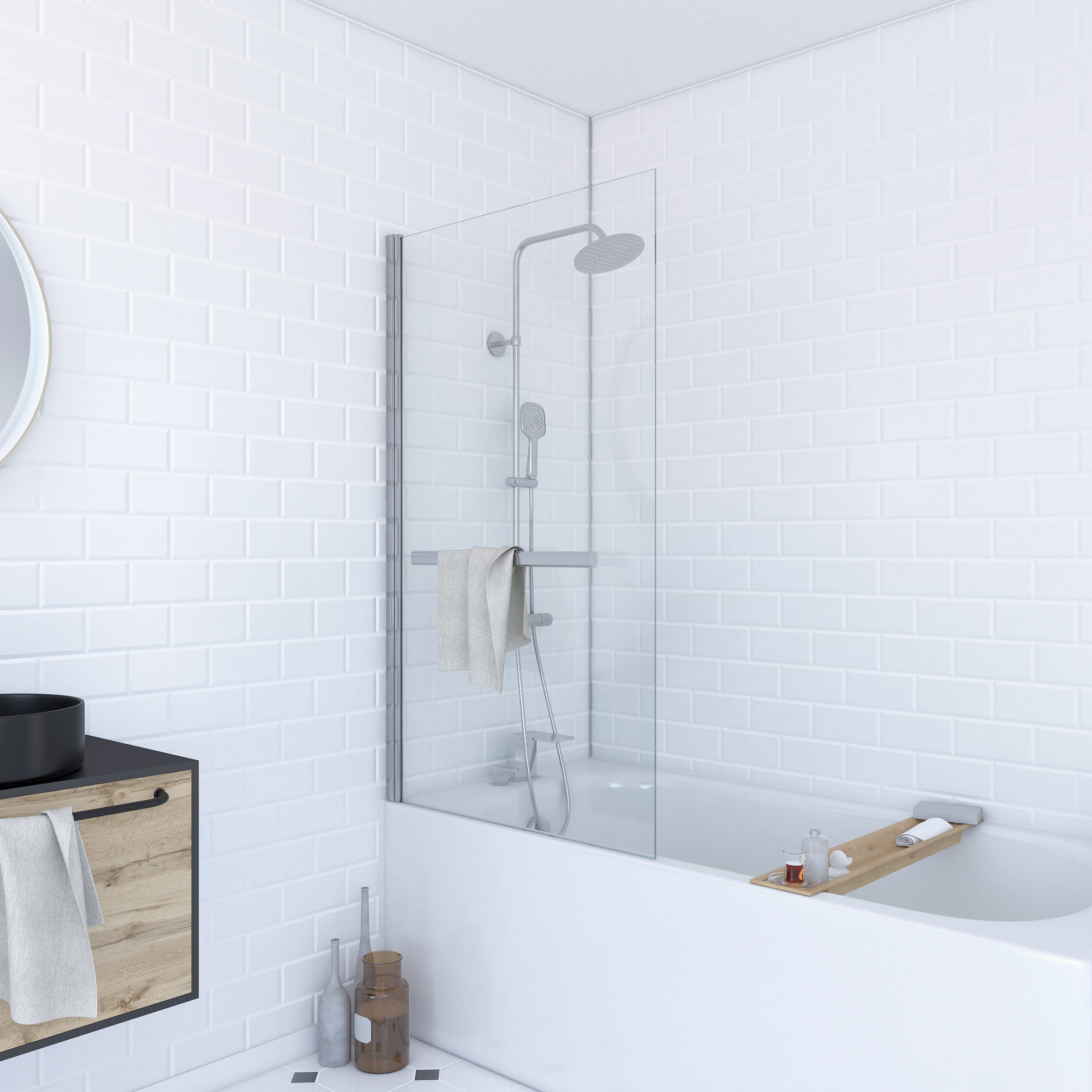 Marwell "Prime Chrome" für Badewanne, hochwertige Aluminiumrahmen