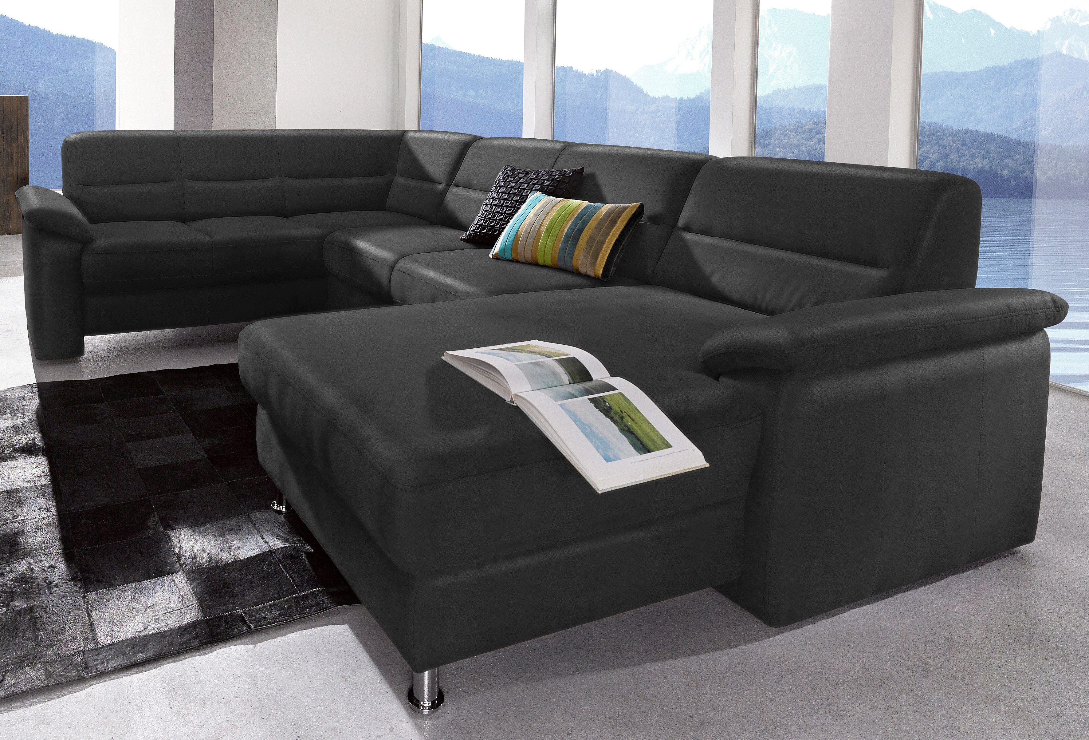 sit&more Wohnlandschaft "Ascara U-Form, B:312cm, klassisches Design, Taschenfederkernpolsterung" inklusive Boxspring/Federkern-Polsterung, wahlweise mit Schlaffunktion