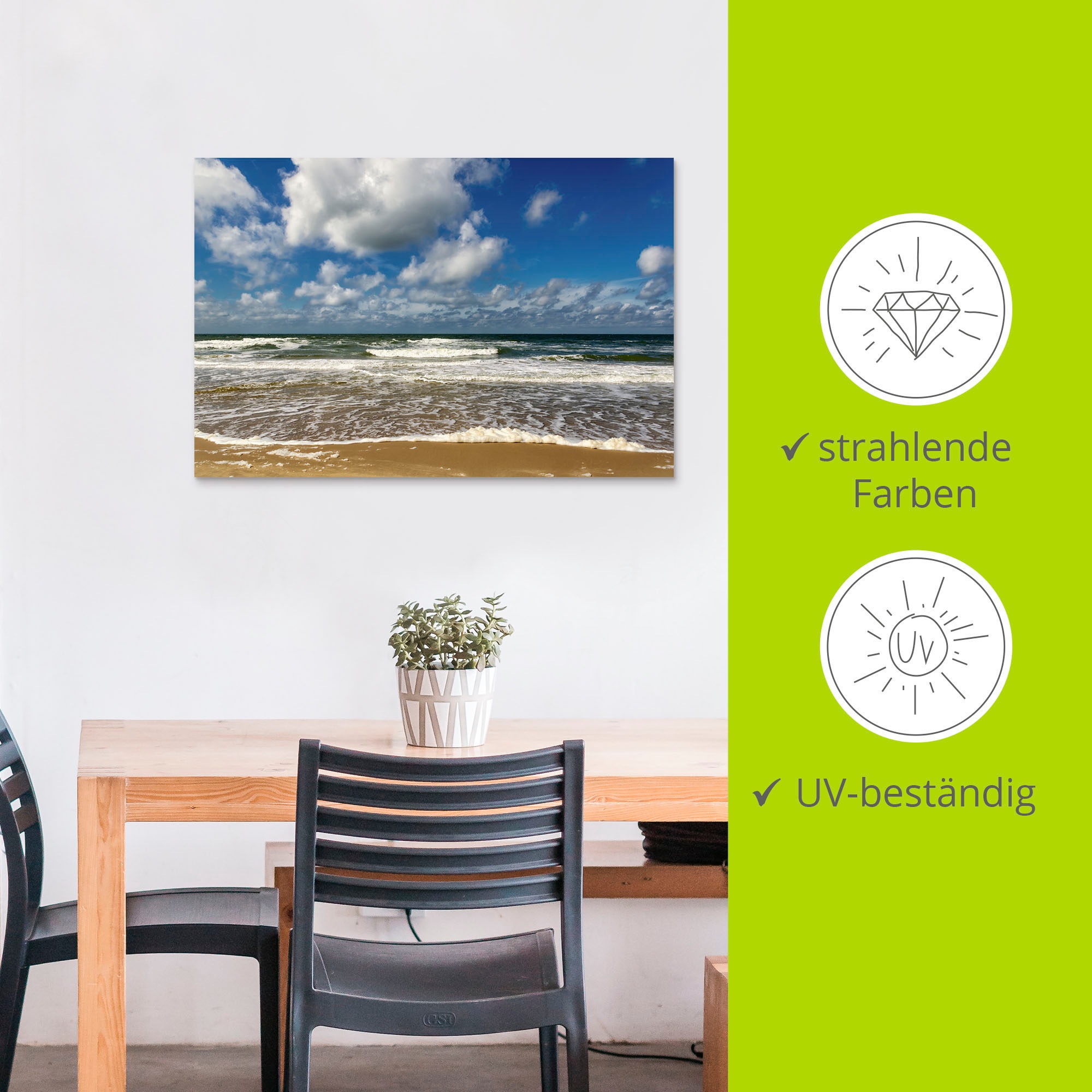 Artland Wandbild »Meeresblick Strand Paal«, Strandbilder, (1 St.), als Alubild, Outdoorbild, Poster, Wandaufkleber in verschied. Größen