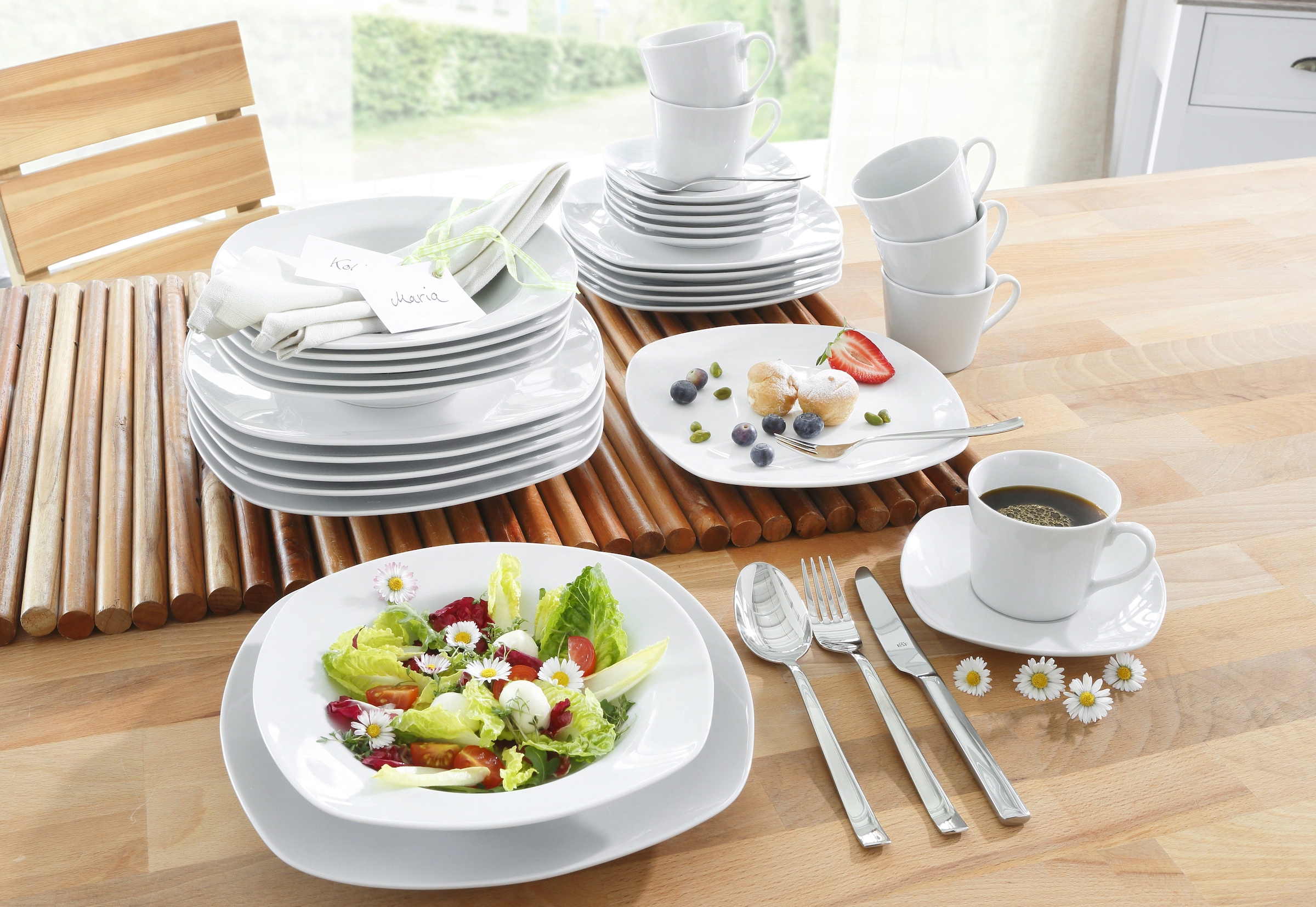 CreaTable Tafelservice »Geschirr-Set Amelie«, (Set, 12 tlg., Teller Set für 6 Personen), Geschirr, Teller Set, weiß, 12 Teile, für 6 Personen