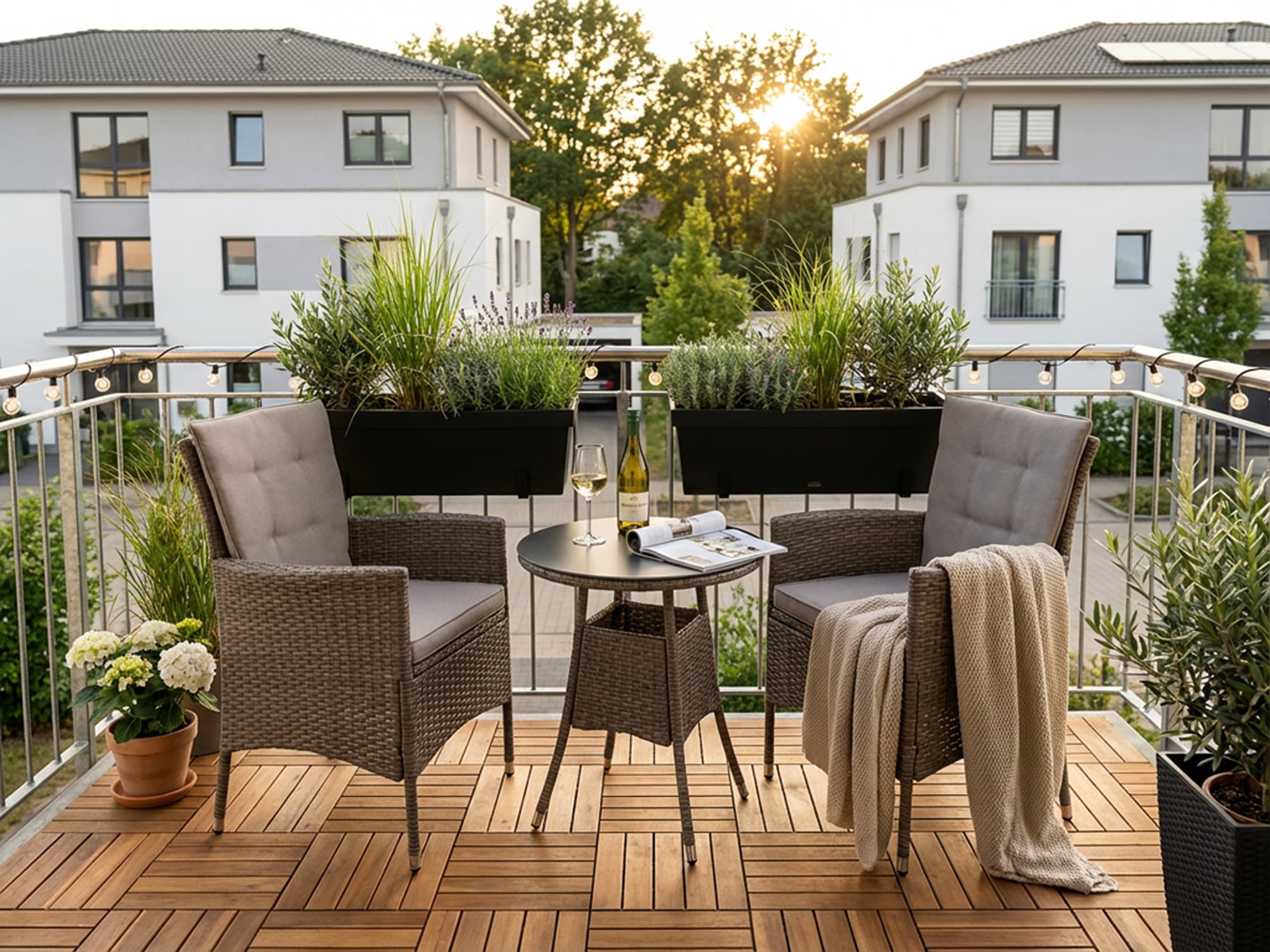 KONIFERA Garten-Essgruppe "Balkonset "Mailand"" Set, 2 Sessel, Tisch Ø 50 c günstig online kaufen