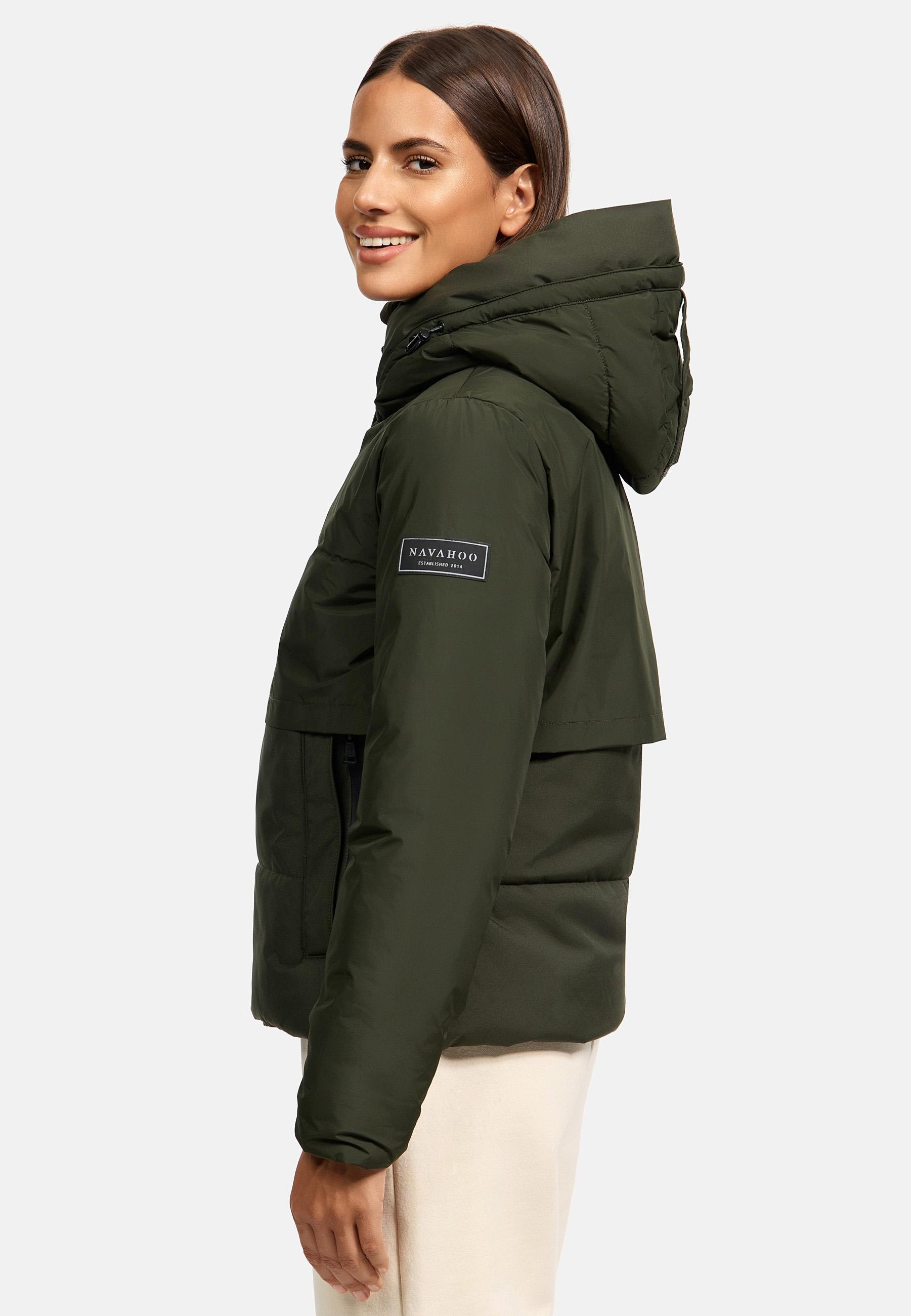 Navahoo Steppjacke »Liebesküken XIV«, mit Kapuze, modische Damen Winterjacke mit Fleece-Innenfutter
