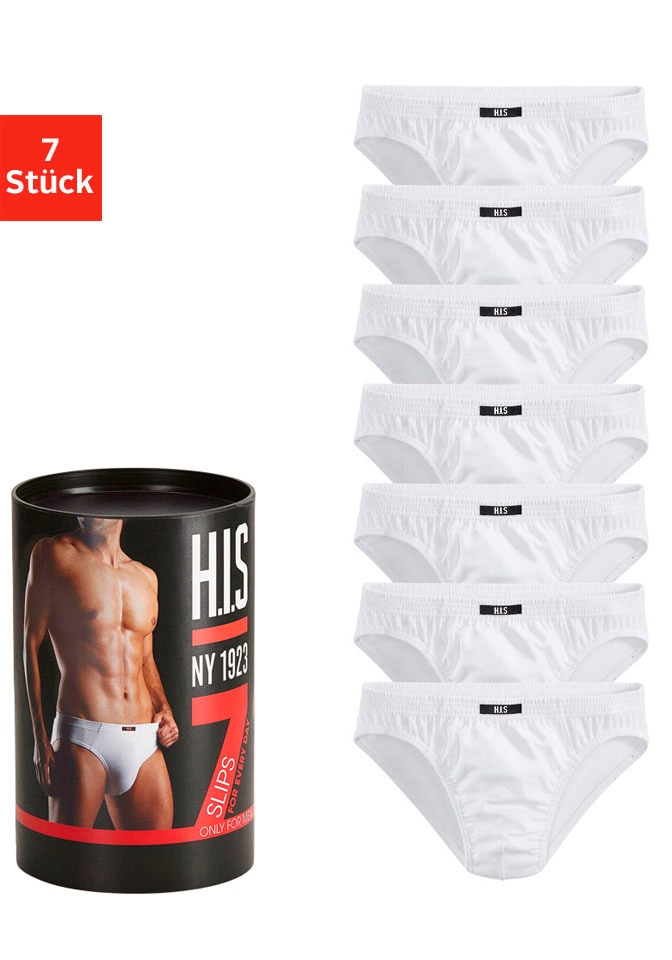 H.I.S Slip "Unterhosen für Herren" Dose, 7 Stk. aus Baumwoll-Mix in einer Dose verpackt