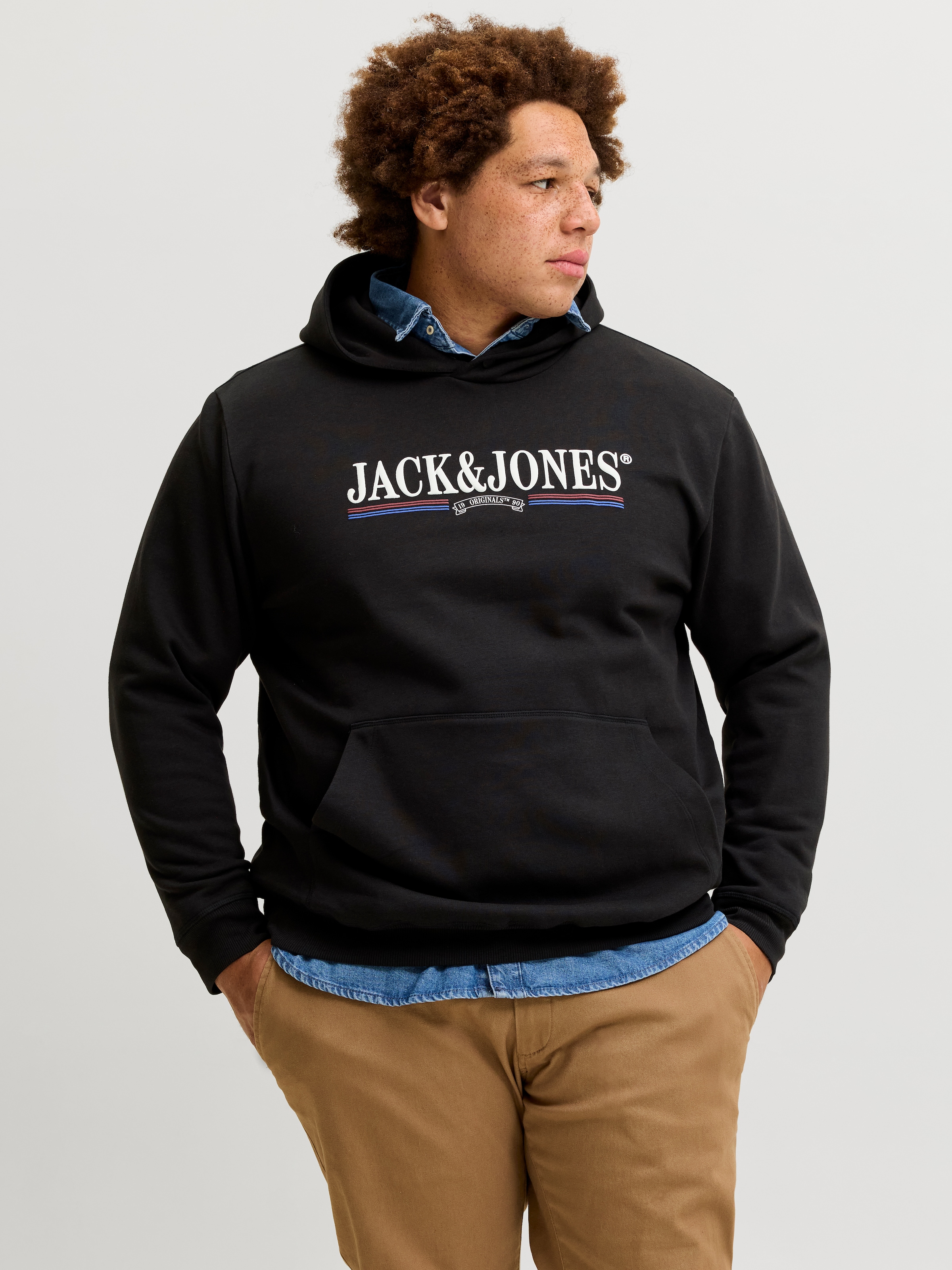 Jack & Jones PlusSize Kapuzensweatshirt "JORFREDERIKSBERG GRAPHIC BOX SWEAT H PLS", Baumwollmischung, regular fit