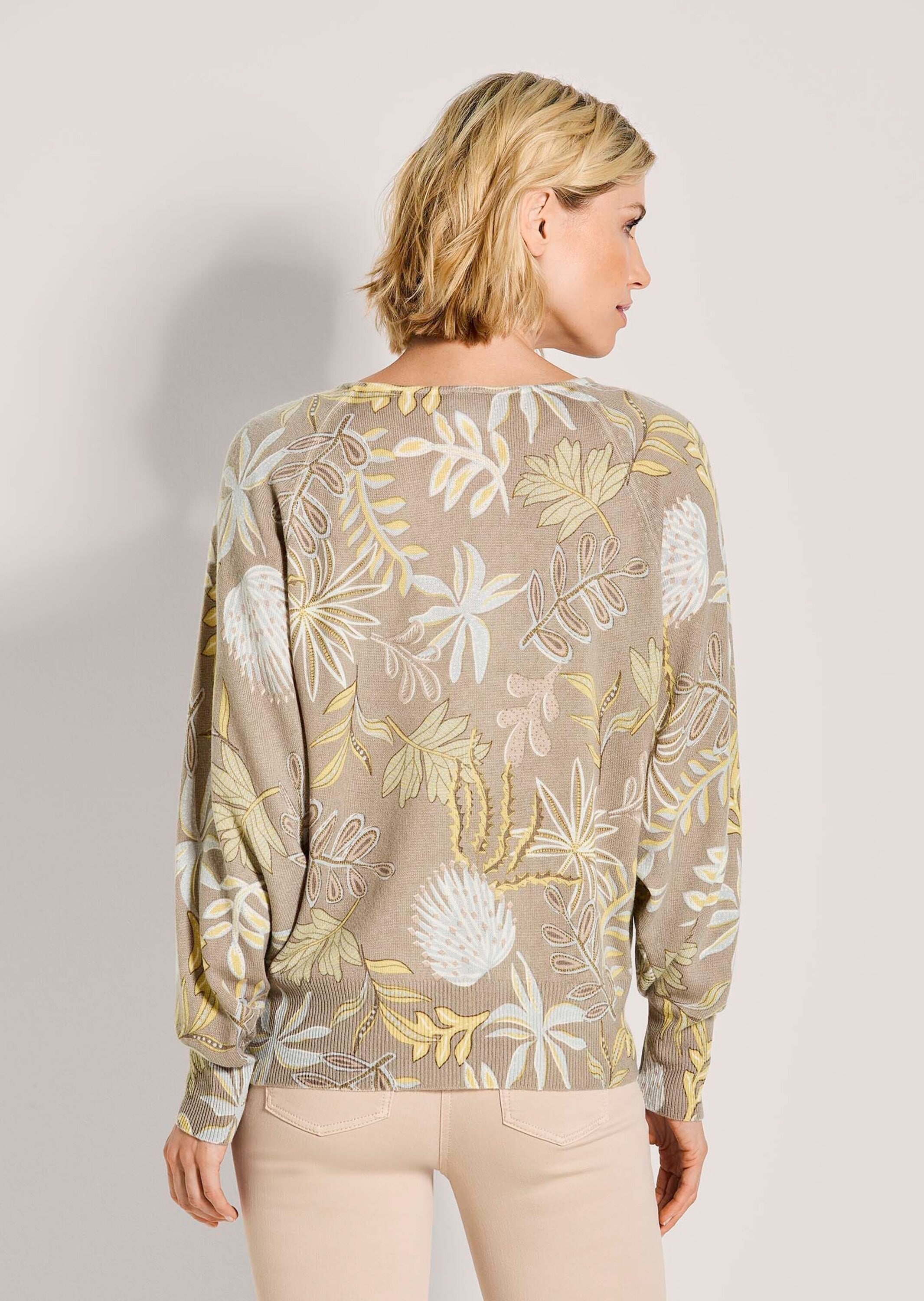 MADELEINE Longpullover »Kaschmirpullover Sommerpullover mit Blättermuster« Sanftes Blättermuster