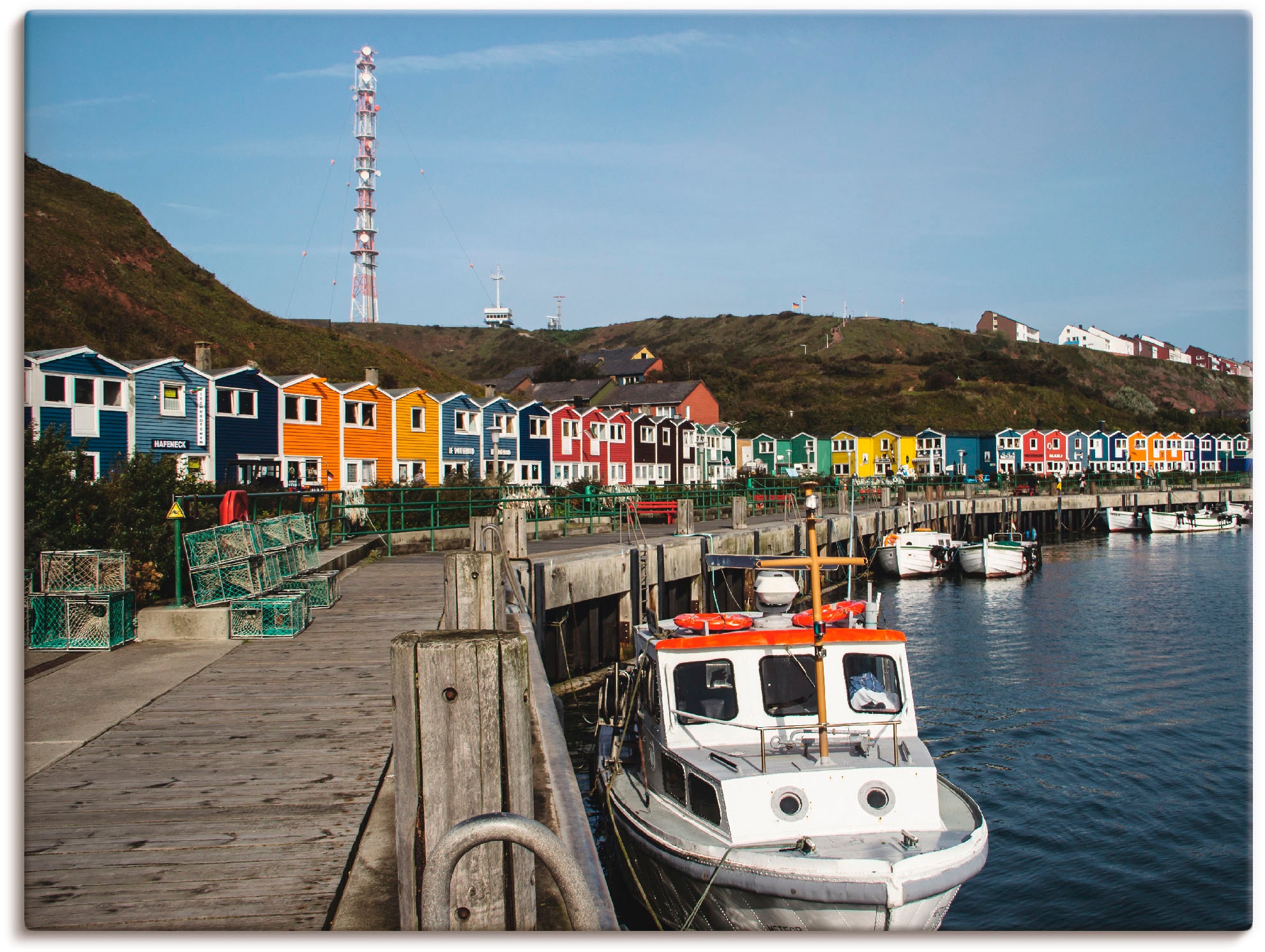 Artland Leinwandbild "Der Hafen von Helgoland" Boote & Schiffe 1 Stk. tlg. auf Holzrahmen gespannt