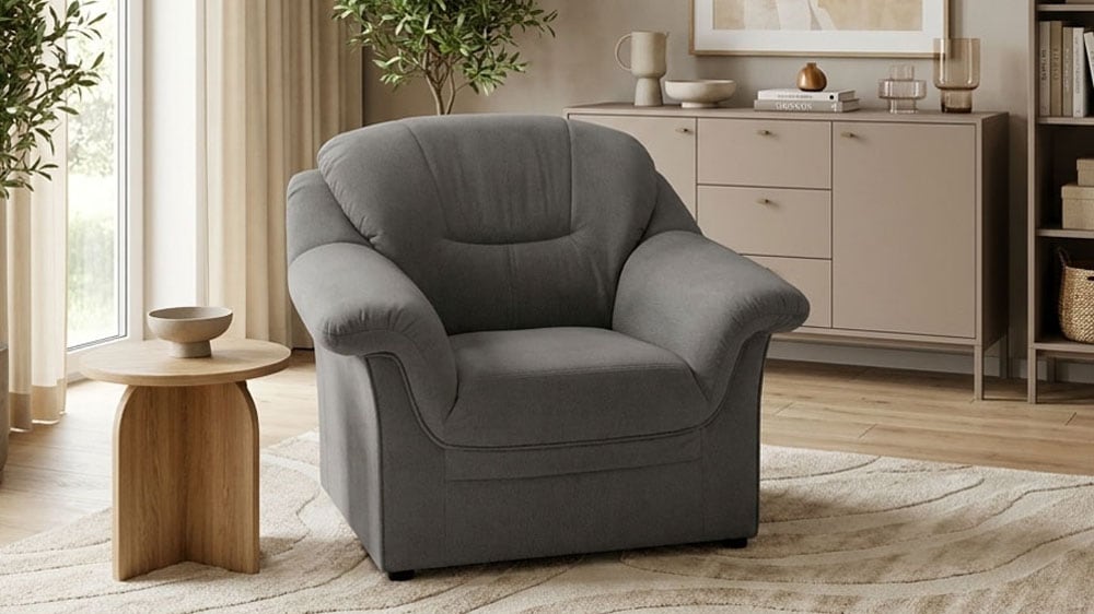 OTTO home Sessel "Nyborrg Sitzbreite 48 cm, mittelfester Sitzkomfort" aus pflegeleichtem, weichem Luxus-Microfaser