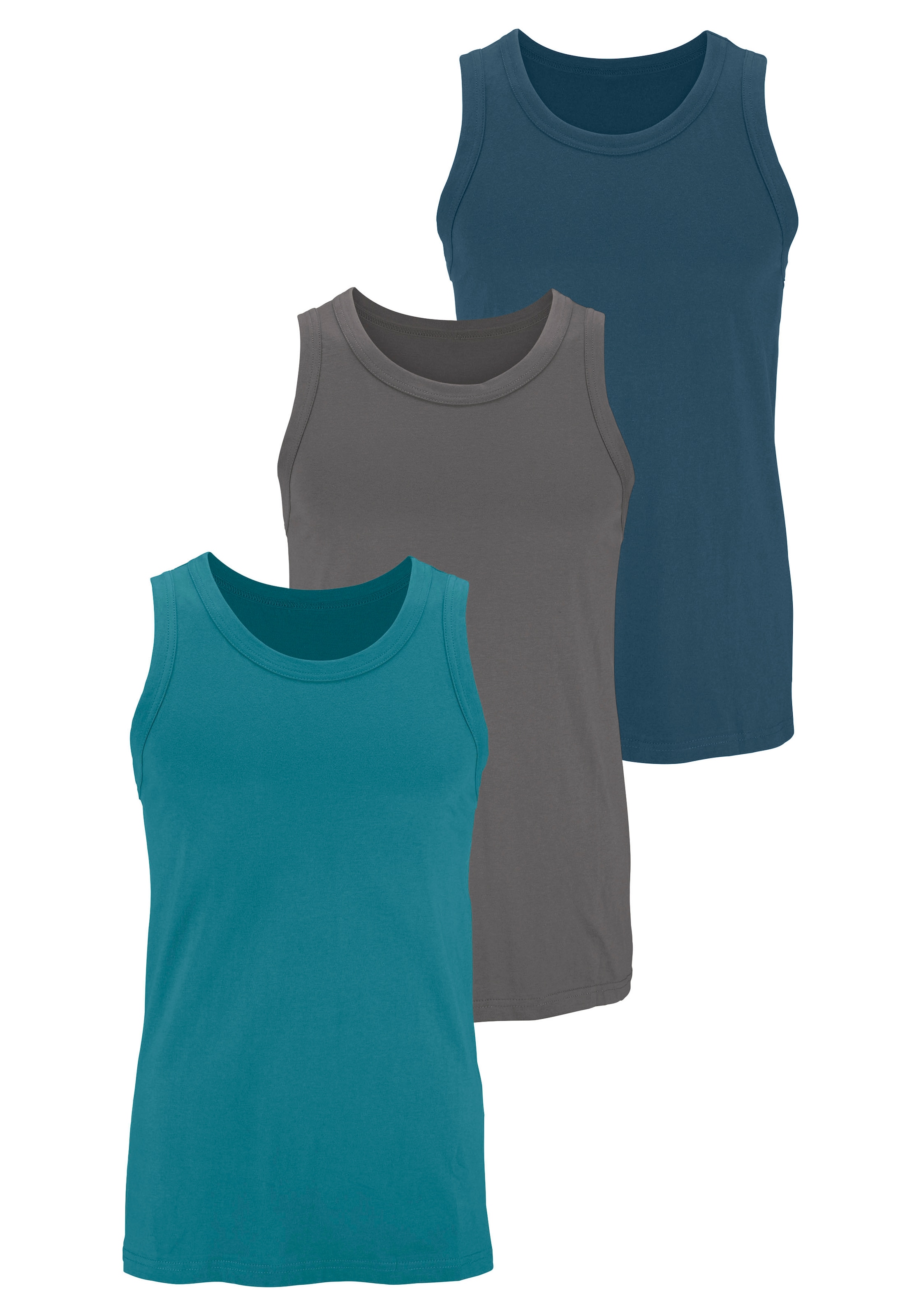 H.I.S Tanktop », Unterziehshirt, Unterhemd für Herren« 3er-Pack,  unifarben, Rundhalsausschnitt, aus Baumwolle