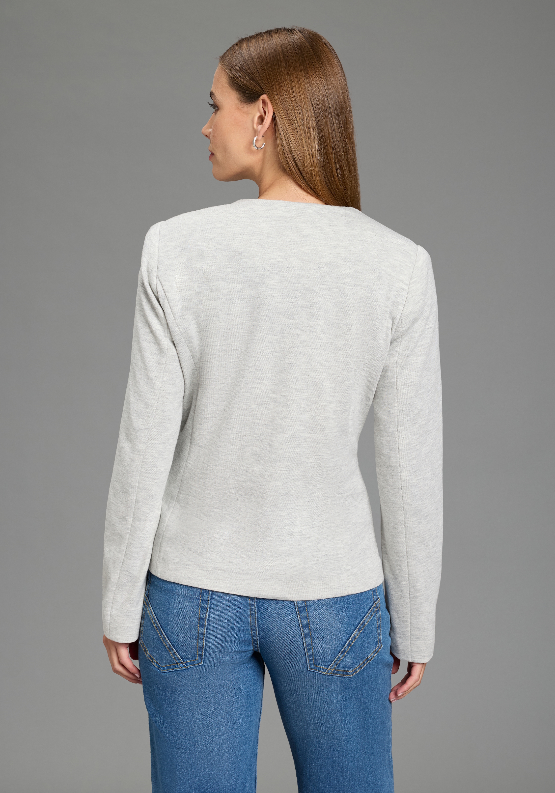 Laura Scott Kurzblazer femininer Stil, aus Polyester und Baumwolle, mit melierter Optik