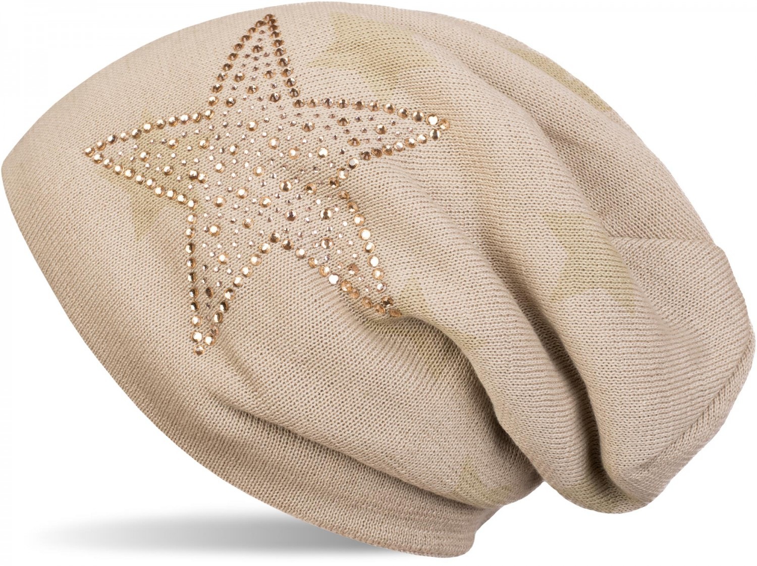 styleBREAKER Strickmütze "Feinstrick Beanie mit Strass Stern" 1 Stk.