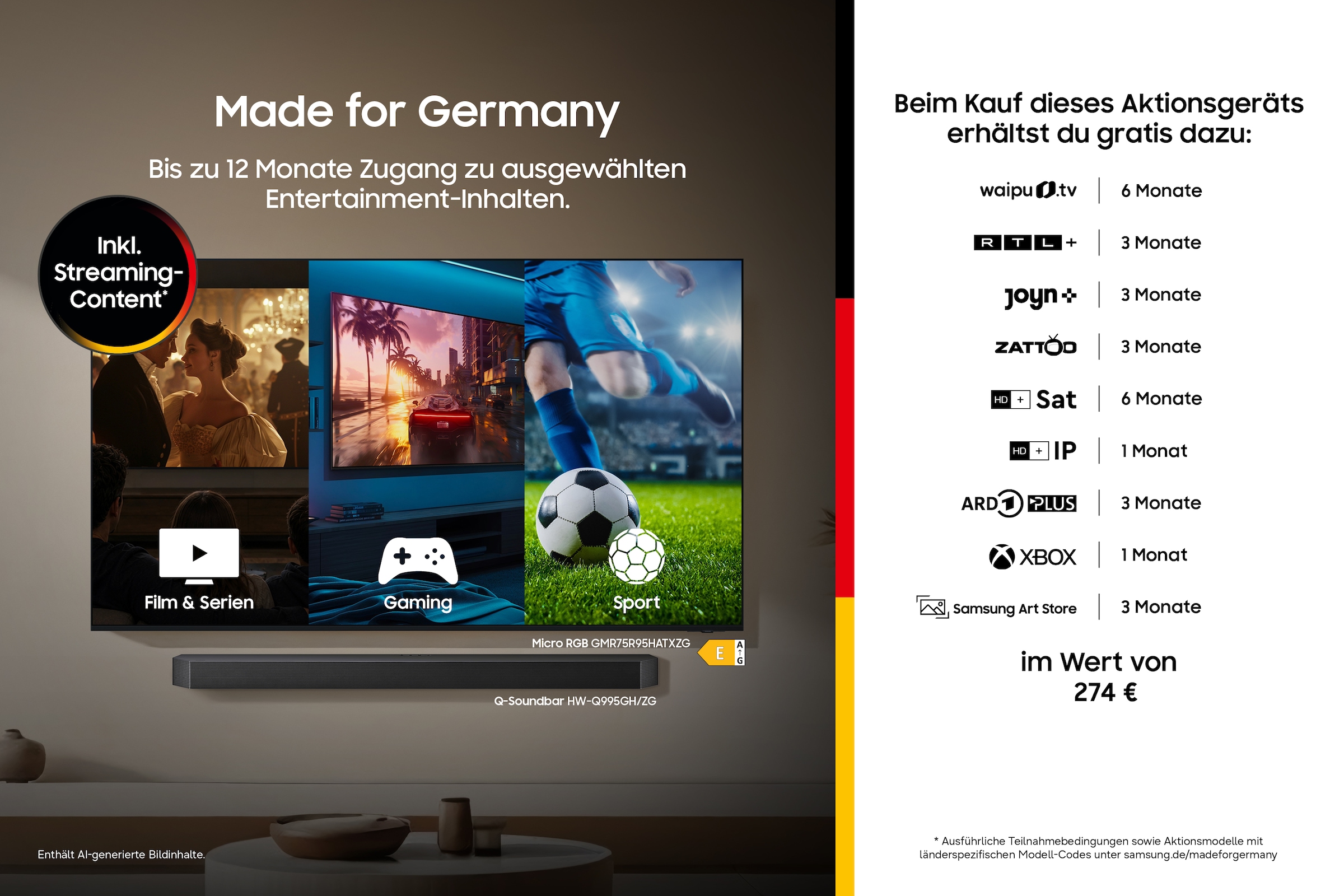 Samsung Mini-LED-Fernseher »GU55M80HAU« 138 cm/55 ″ Smart-TV Mini-LED HDR, Motion Xcelerator 144 Hz, AI Fußballmodus, Dynamik Sound