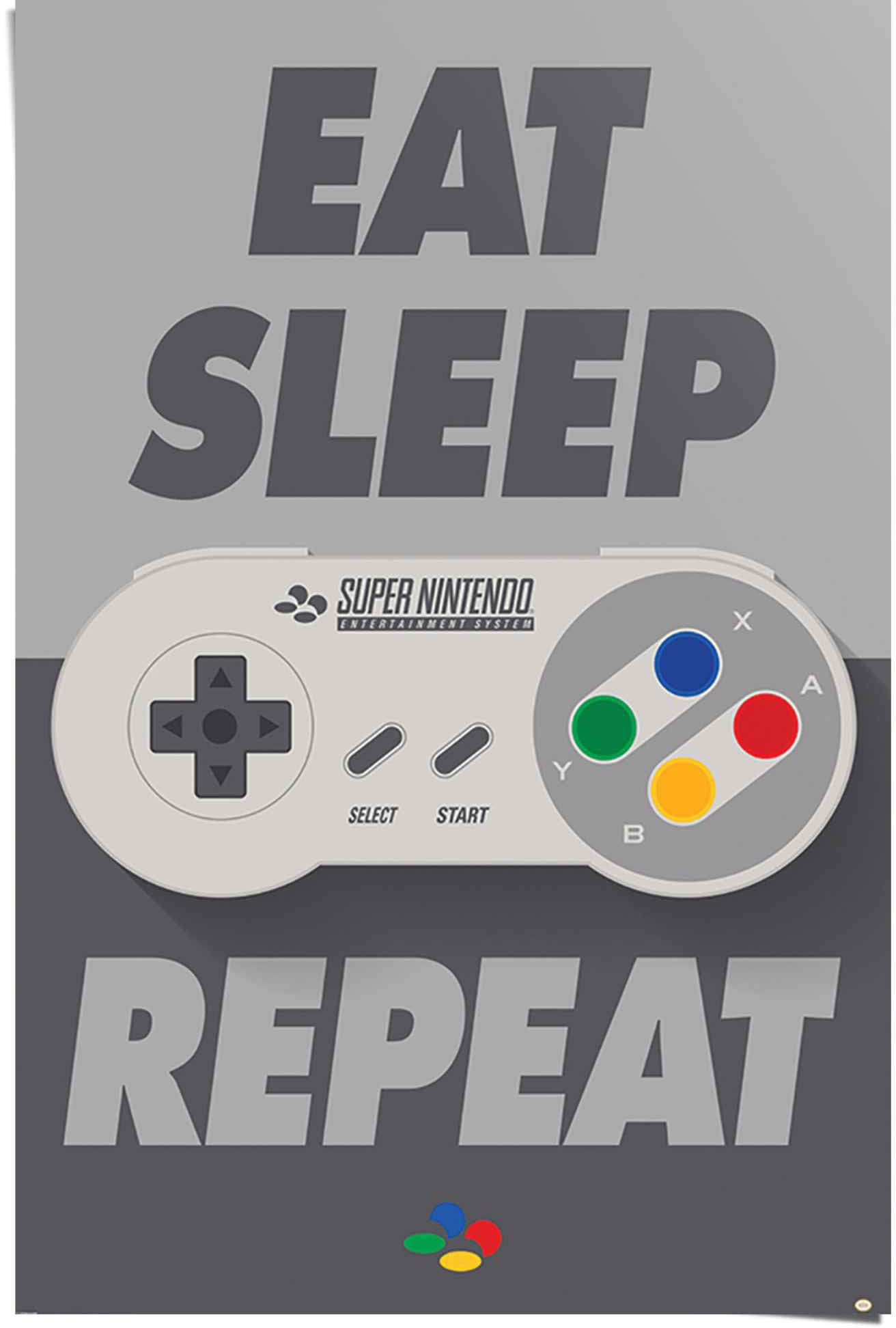 Reinders Poster "Super Nintendo Eat, sleep, repeat" 1 Stk. tlg. günstig online kaufen