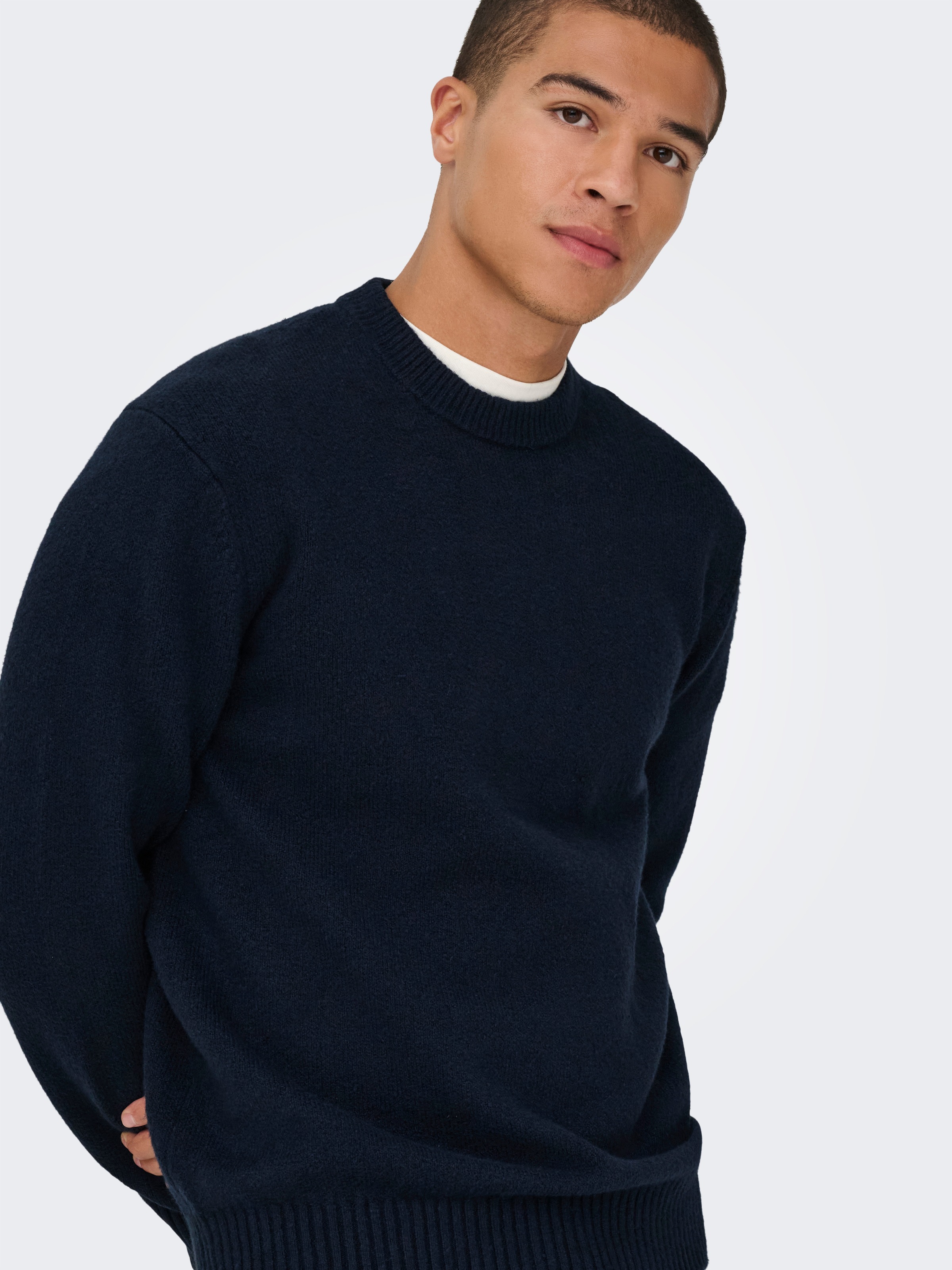 ONLY & SONS Rundhalspullover "ONSJAMES RLX CREW KNIT" Baumwollmischung, rel günstig online kaufen