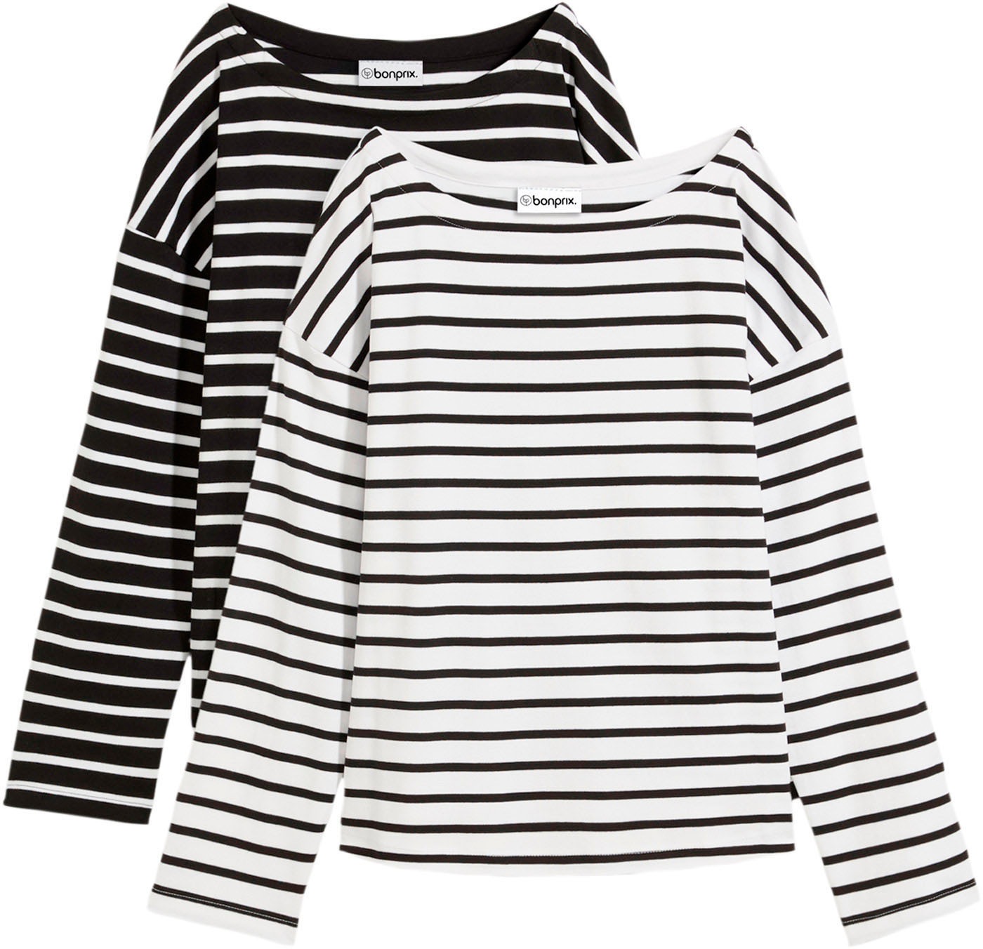 bonprix Langarmshirt Packung, 2, 2 Stk. Oversize Passform, weiter Ausschnit günstig online kaufen
