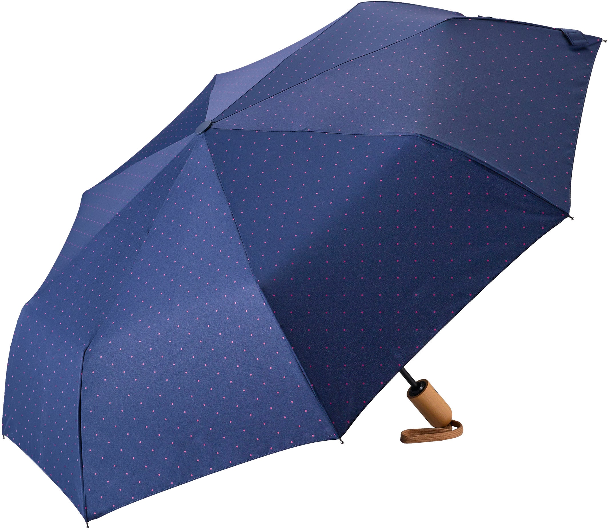Taschenregenschirm »Umwelt-Taschenschirm, marine, Punkte pink«, kompakte Größe,...