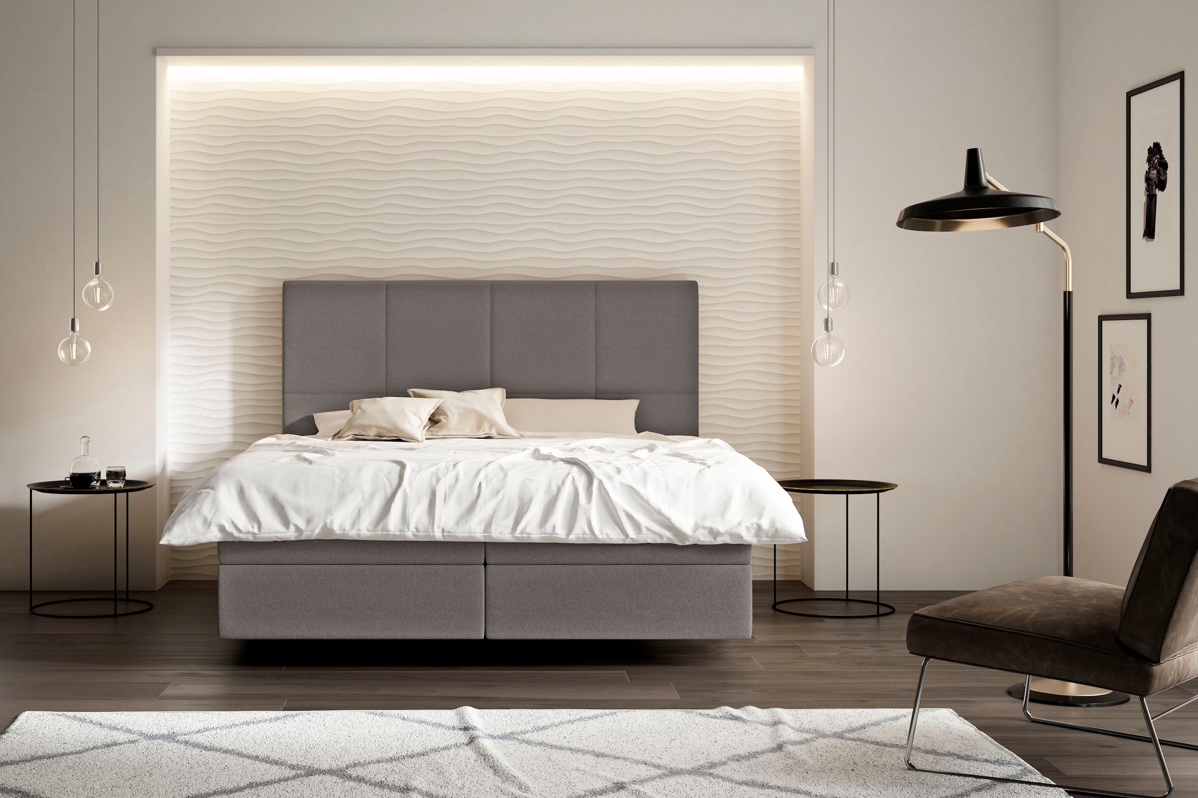 Boxspringbett »Saga«, mit BULTEX® inklusive Topper in Schwebeoptik, Kopfteilhöhe 133 cm