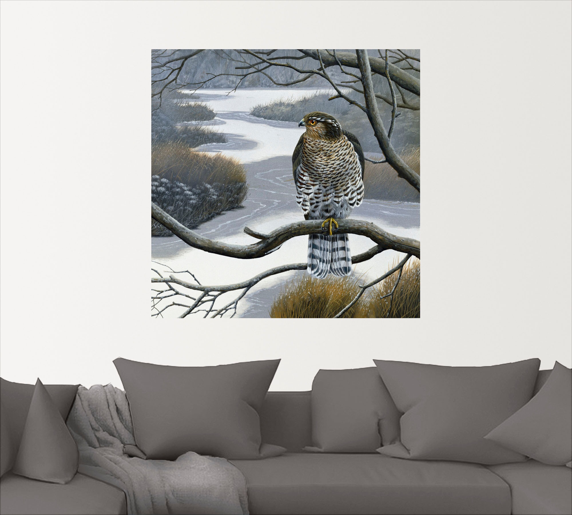 Artland Wandbild "Falke im Baum", Vögel, (1 St.), als Leinwandbild, Wandauf günstig online kaufen