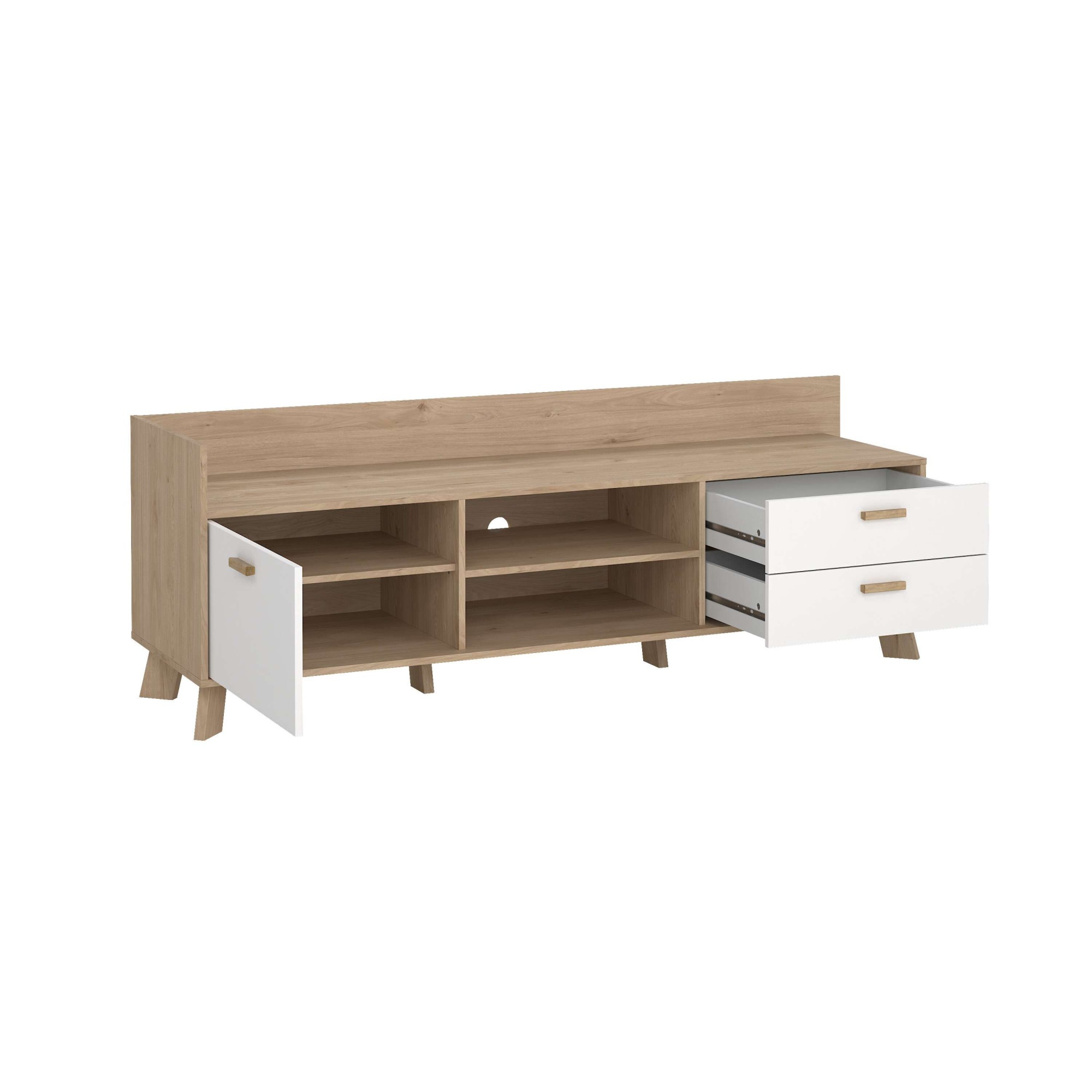 andas Lowboard »Ikast TV-Möbel, Sideboard, TV-Unit, Fernsehschrank, TV-Element«, TV-Kommode, 1 Tür, 2 Schubladen, Breite 182 cm, Höhe 61,6 cm