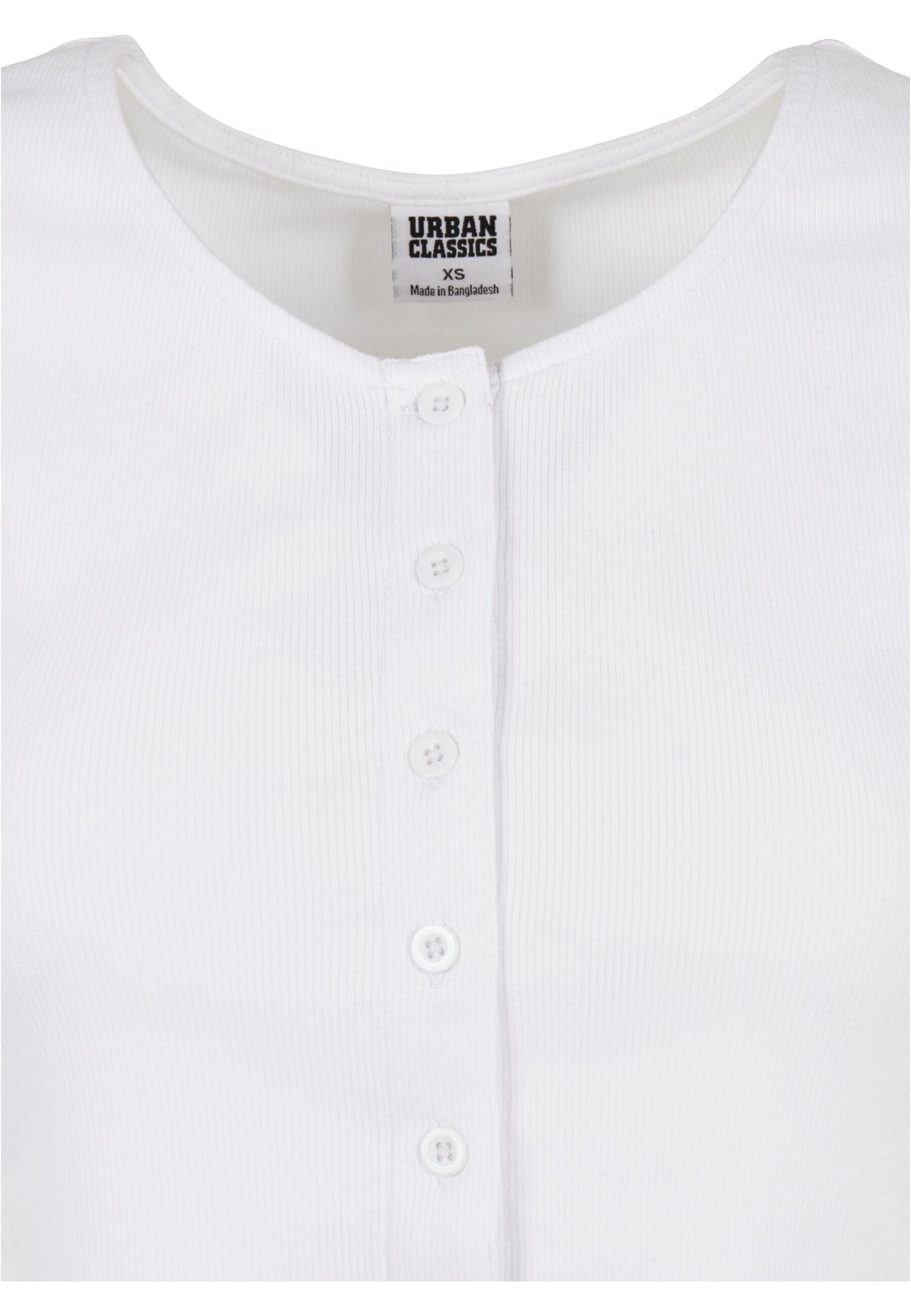 URBAN CLASSICS Kurzarmshirt »Urban Classics Damen Ladies Cropped Button Up Rib Tee«, (1 tlg.)