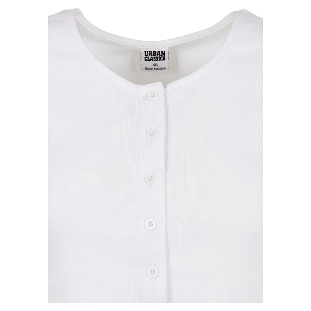 URBAN CLASSICS Kurzarmshirt »Urban Classics Damen Ladies Cropped Button Up Rib Tee«, (1 tlg.)