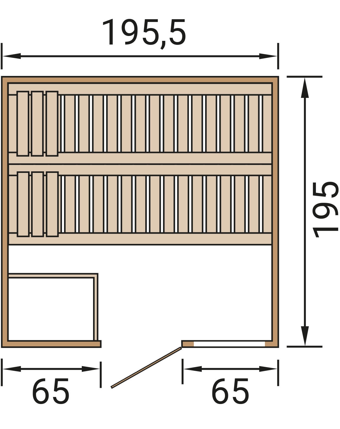 weka Sauna »Massivholzsauna BERGEN 2«, Blockbohlen, Fensterelement, moderne Ganzglastür