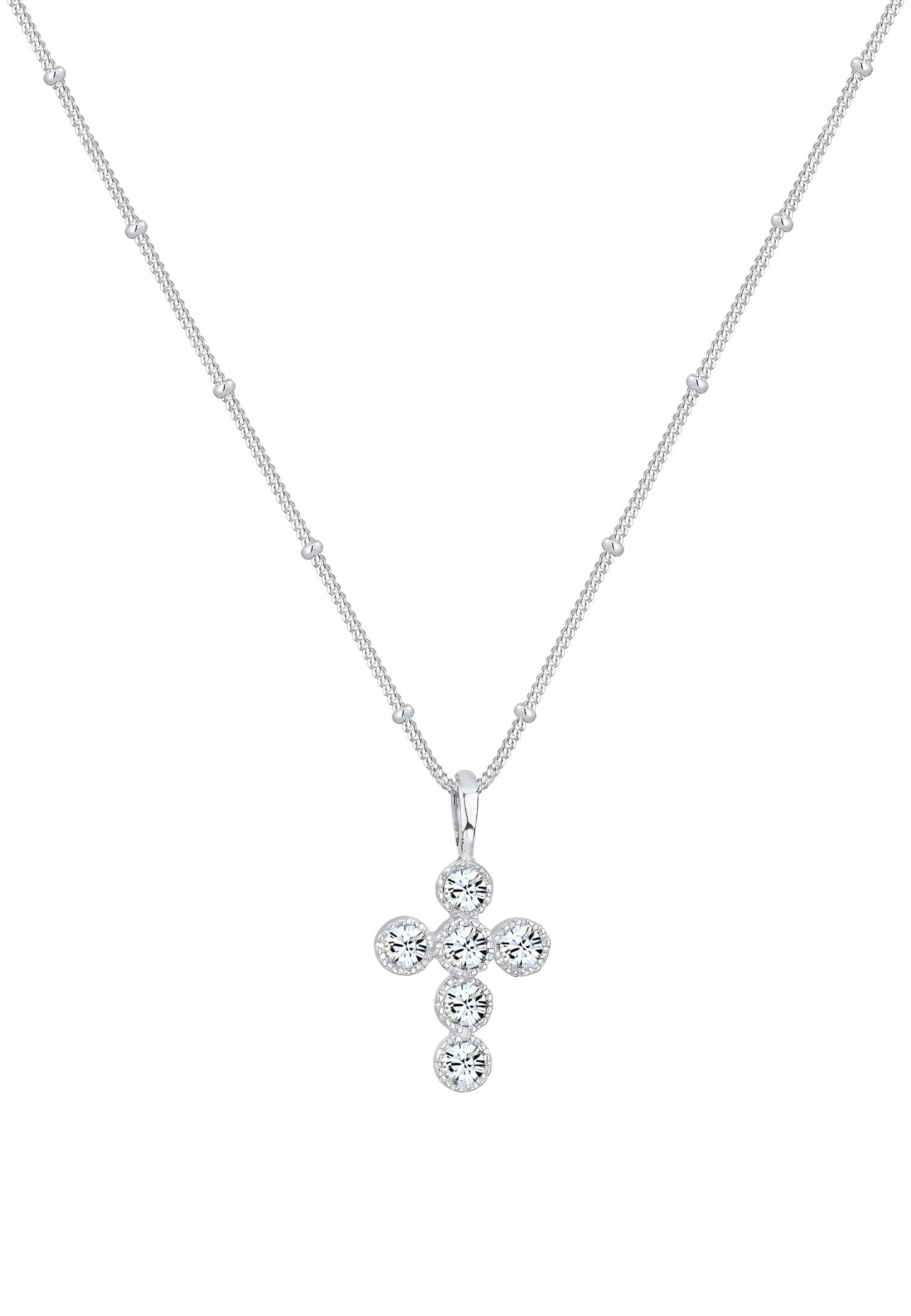 Elli Collierkettchen »Kreuz Glas Kristalle 925 Sterling Silber«