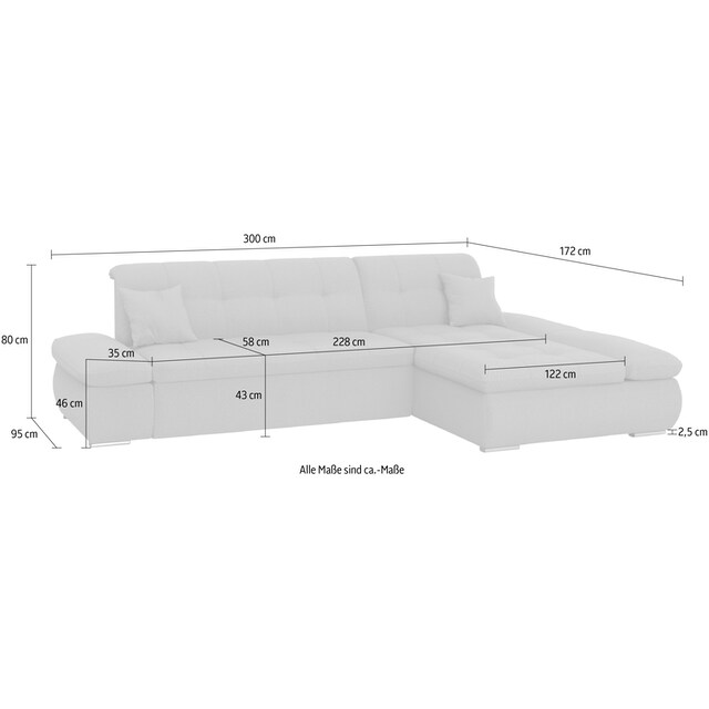 DOMO collection Ecksofa »Moric«, im XXL-Format, wahlweise mit Bettfunktion  und Armlehnenverstellung bestellen | BAUR