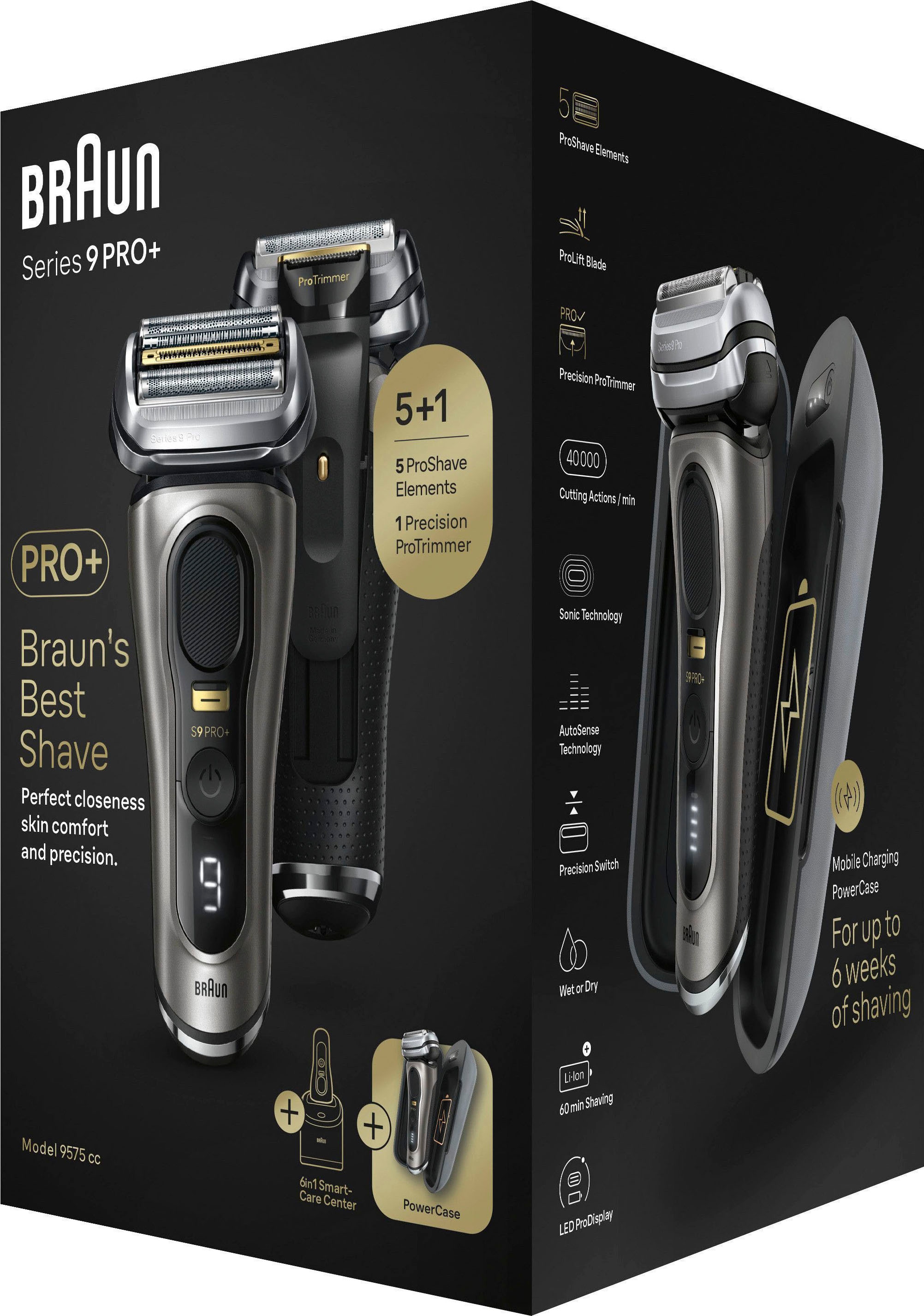 Braun Elektrorasierer »Series 9 Pro+ 9575cc«, Reinigungsstation, Precision  ProTrimmer