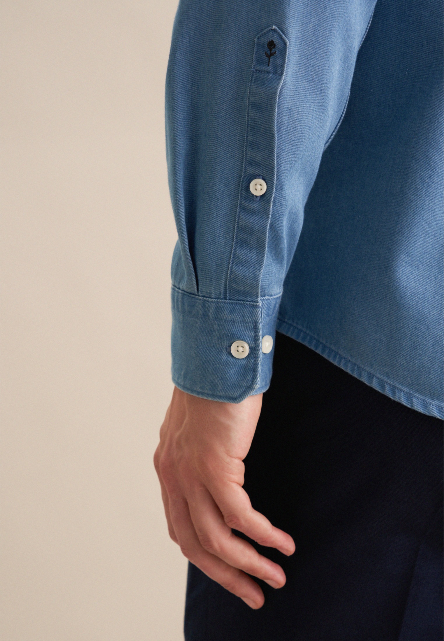 Seidensticker Regular 1/1 Denim Men Shirt Blue XL 3