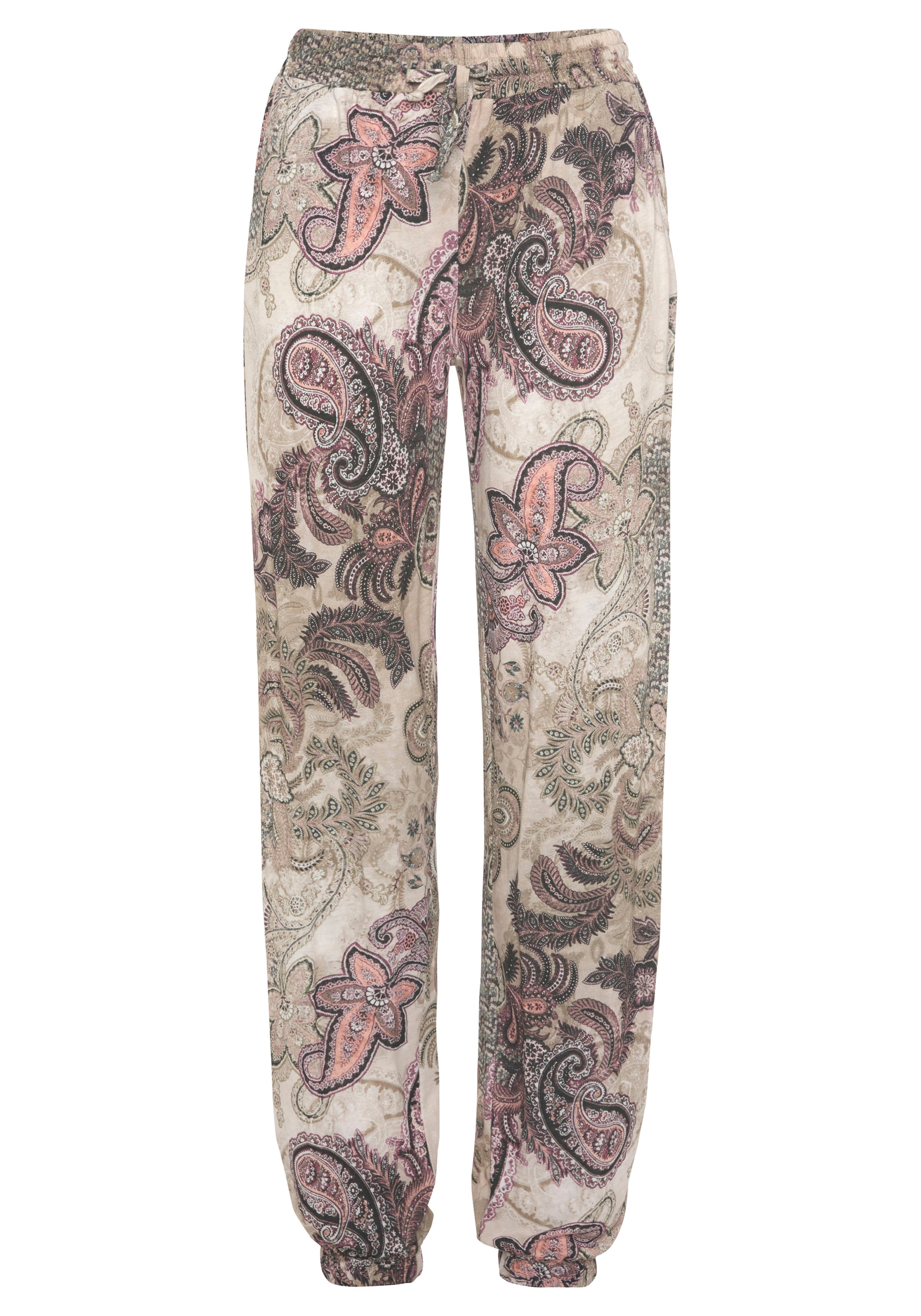 LASCANA Jerseyhose, mit Paisleydruck, Jerseyhose, Gummibund, bequeme Stoffhose