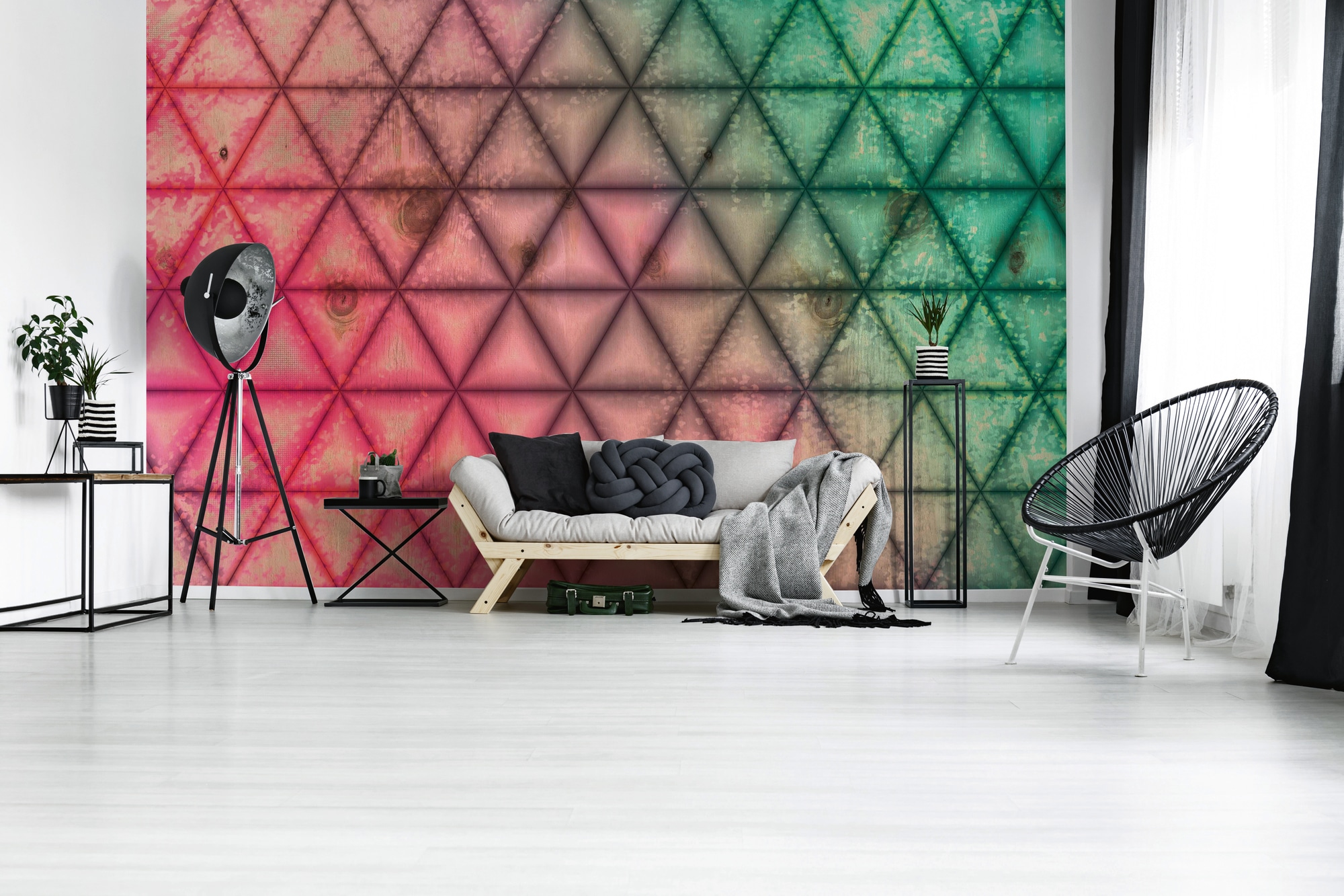 A.S. Création Vliestapete "Fototapete mit 3D-Effekt Rosa Grün Holzoptik" matt strukturiert