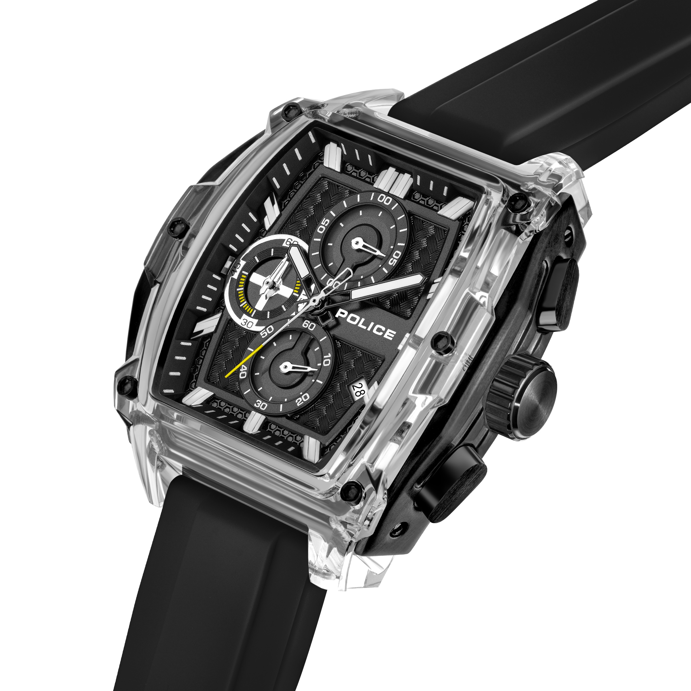 Police Chronograph »Clout Tank« Quarzuhr, Armbanduhr, Herrenuhr, Silikonarmband