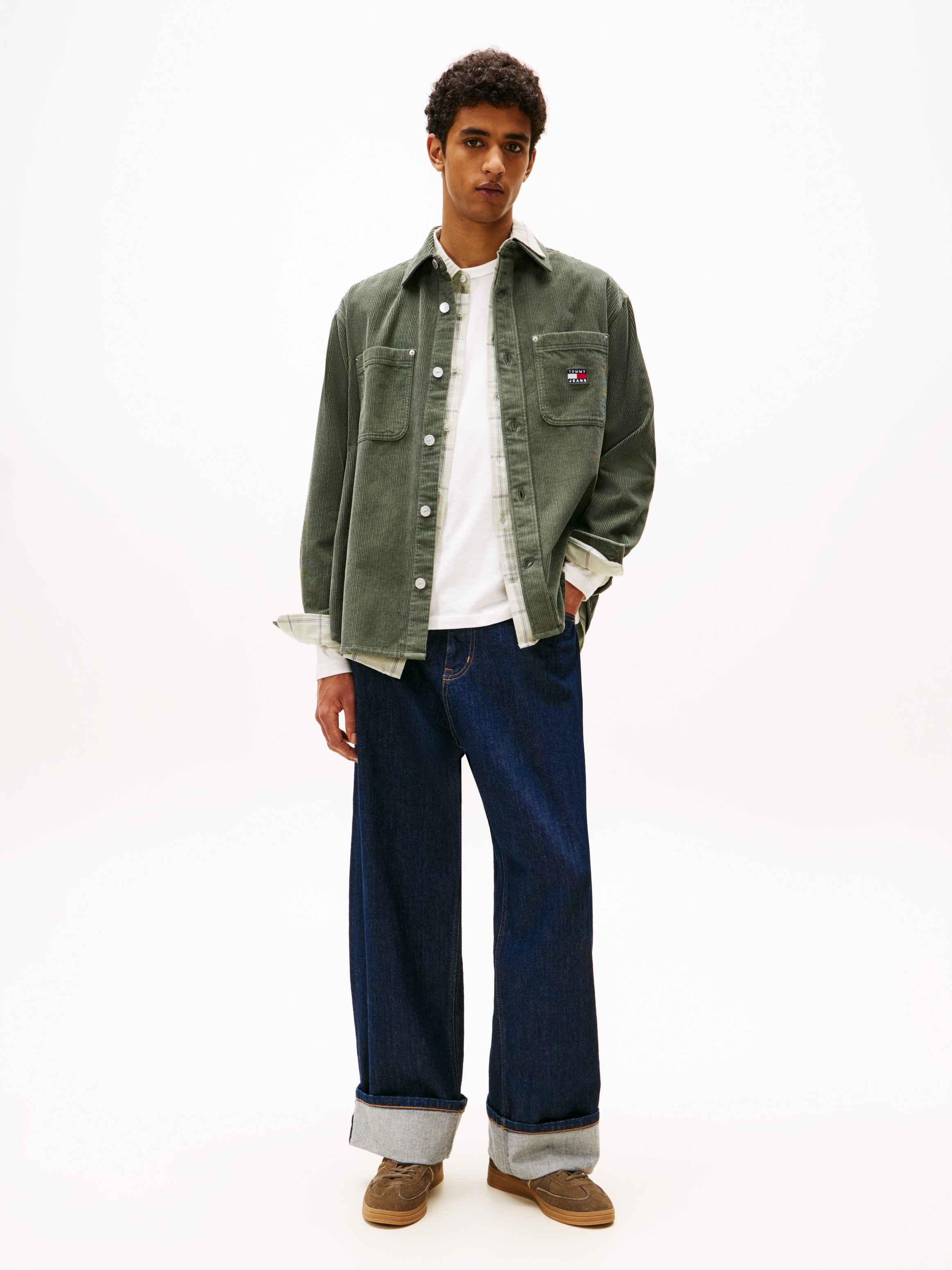 Thumbnail - Tommy Jeans Langarmhemd "WASHED CORD SHIRT" Cordhemd Overshirt Relaxed fit mit Rundhalsausschnitt