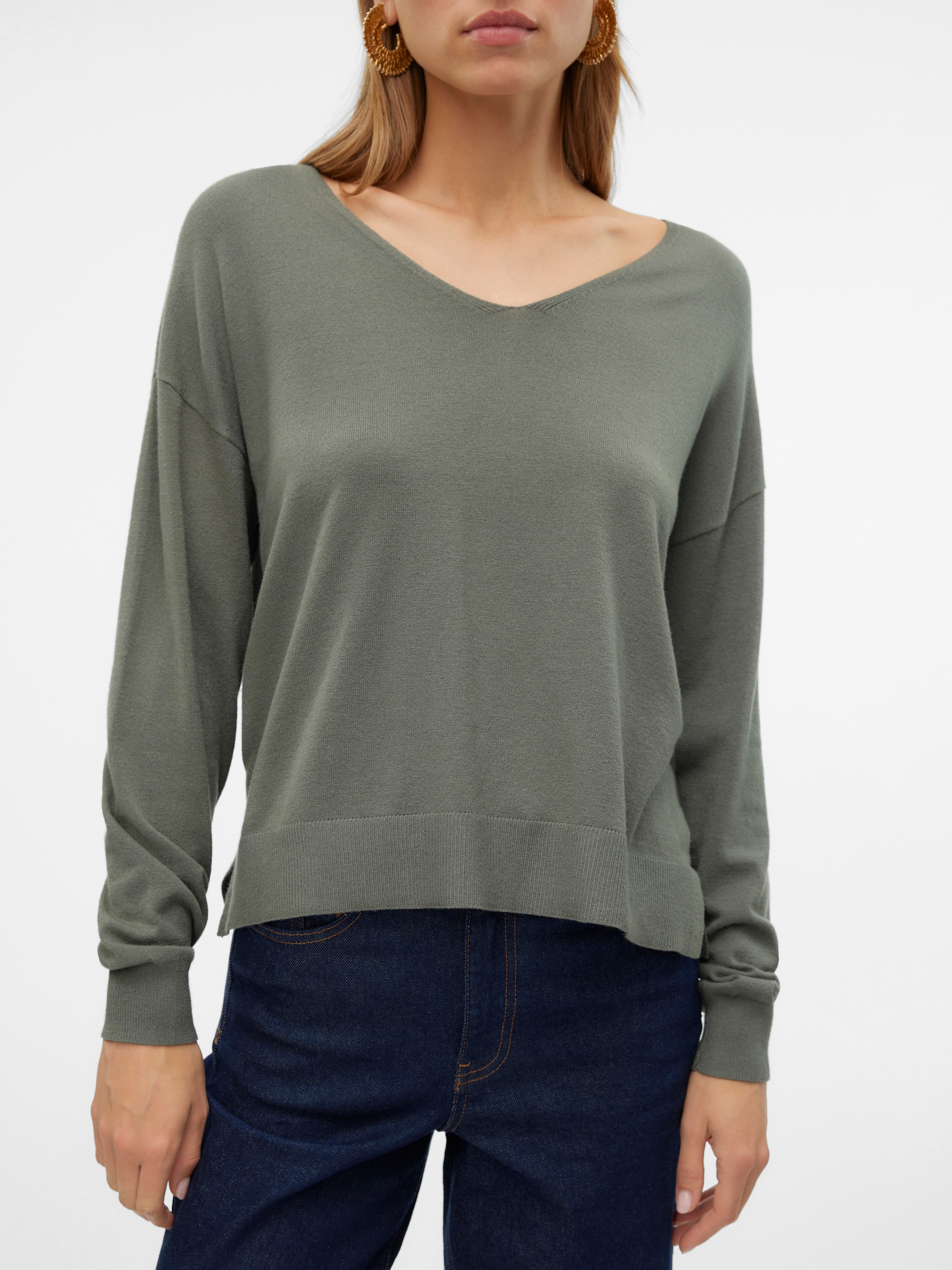 Vero Moda V-Ausschnitt-Pullover VMBREEZE LS V-NECK PULLOVER GA BOO günstig online kaufen