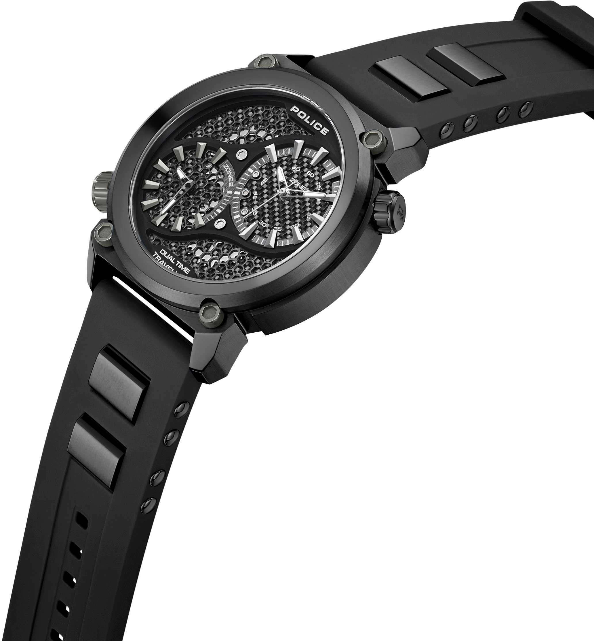 Police Multifunktionsuhr »BOA«, Quarzuhr, Armbanduhr, Herrenuhr, Silikonarmband, analog, Dualzeit