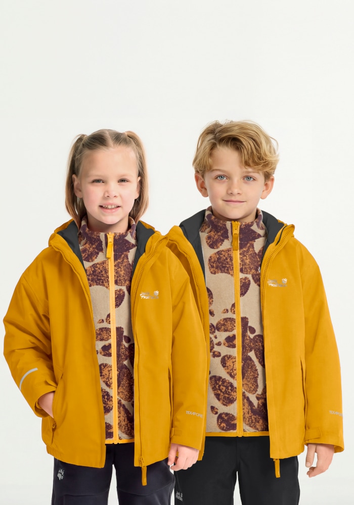 Jack Wolfskin 3-in-1-Funktionsjacke "ICELAND 3IN1 PRINT JKT K" mit Entendaune und Federn, aus Polyester, 3-in-1-Funktionsjacke