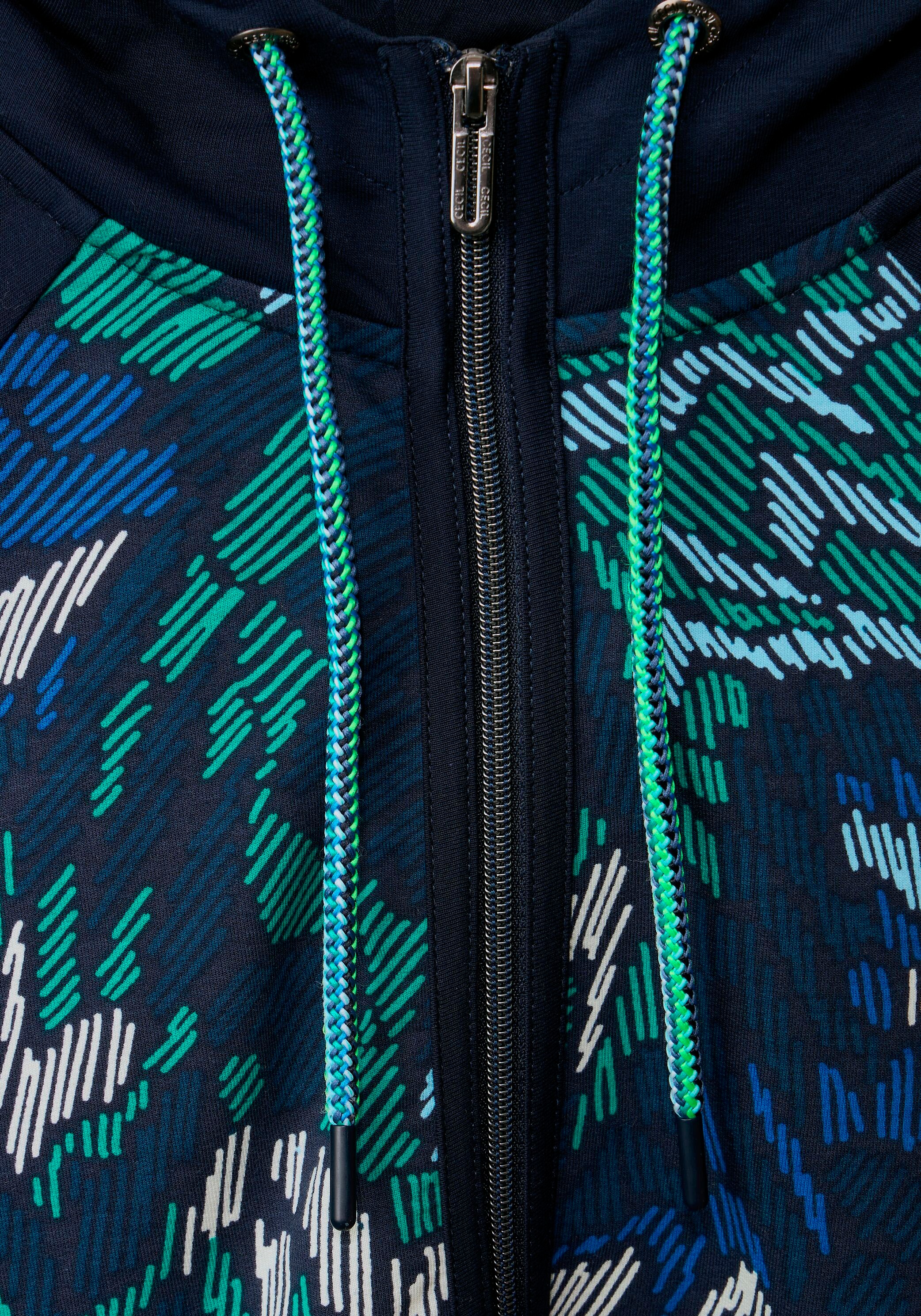 Frontprint Jacket«, und Mix | online bestellen Shirtjacke BAUR Cecil »Solid Print mit Streifenappltikation