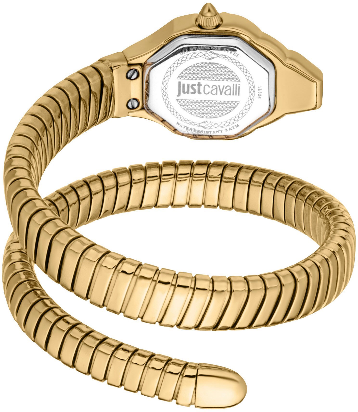 Just Cavalli Time Quarzuhr »Signature Snake«, Armbanduhr,Damenuhr,Edelstahlband,Perlmutt-Zifferblatt,Kristallsteine