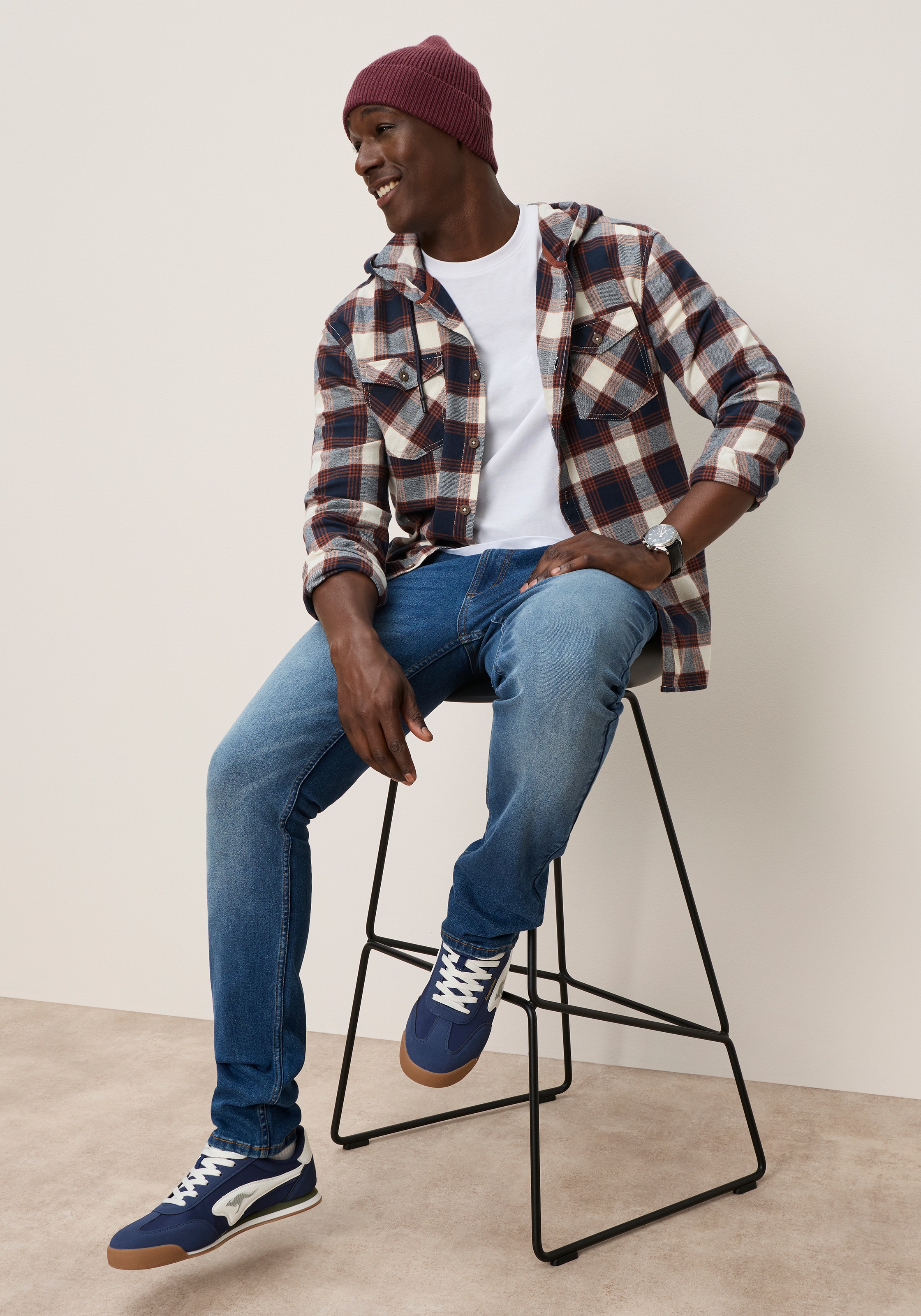 KangaROOS Kapuzenhemd mit bequemer Passform, aus Flanell